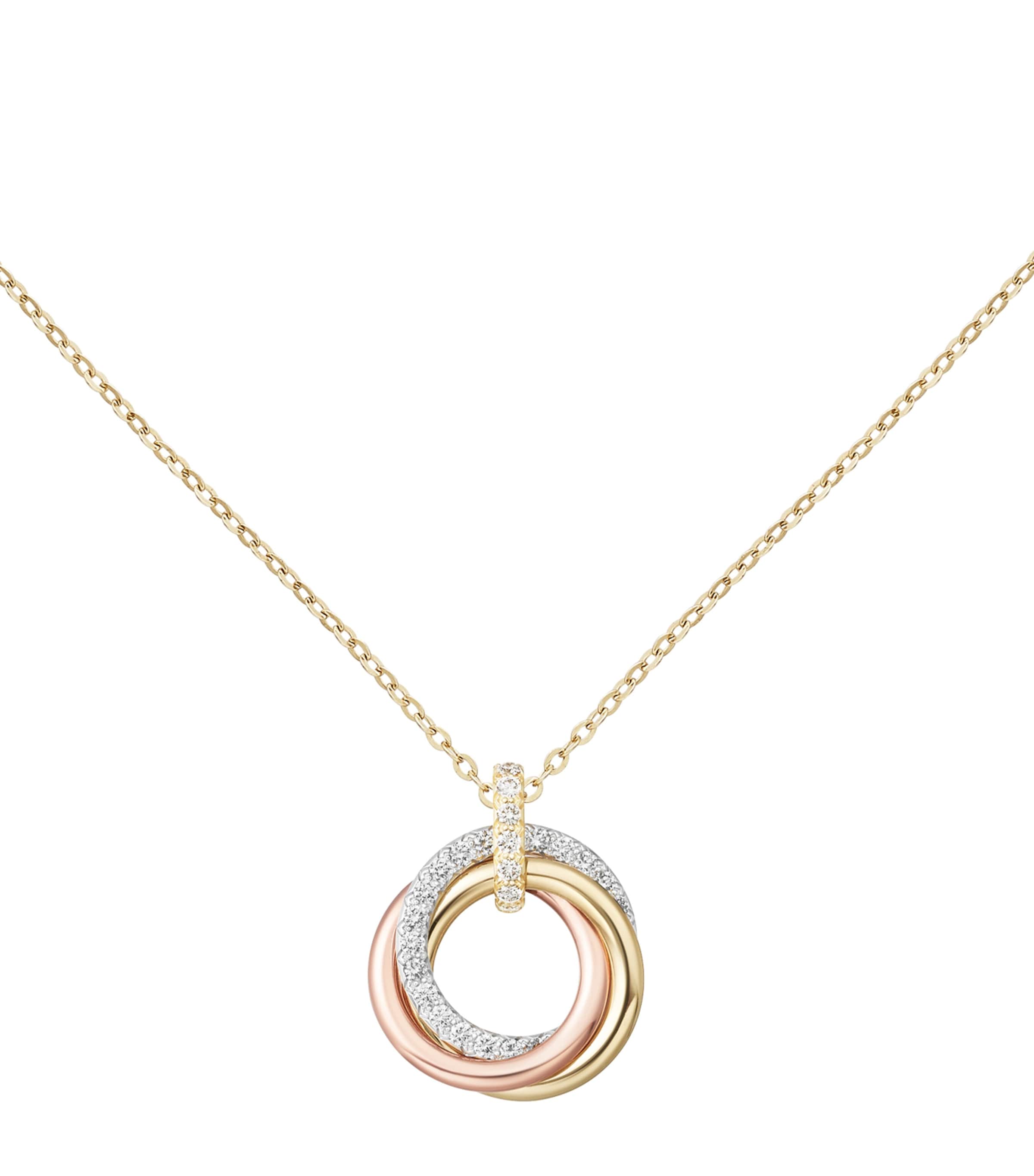 Mixed Gold and Diamond Trinity Necklace