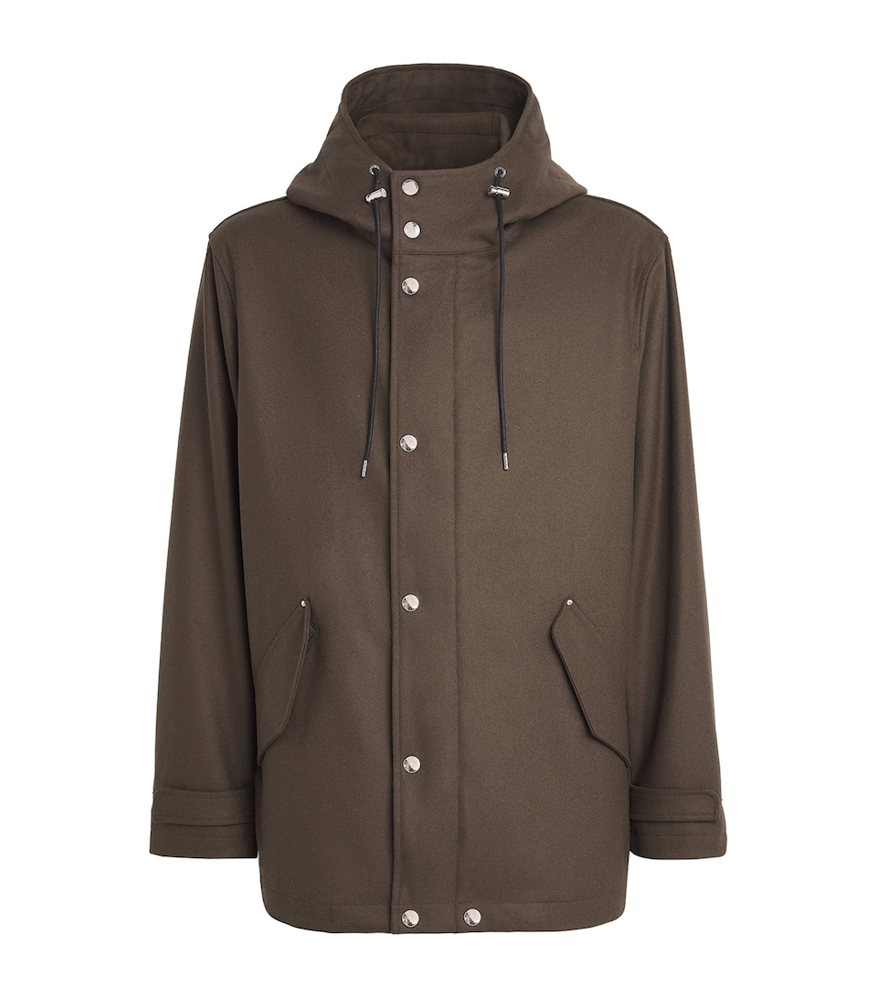Mackintosh Mens Virgin Wool-Blend Field Parka Dark Olive