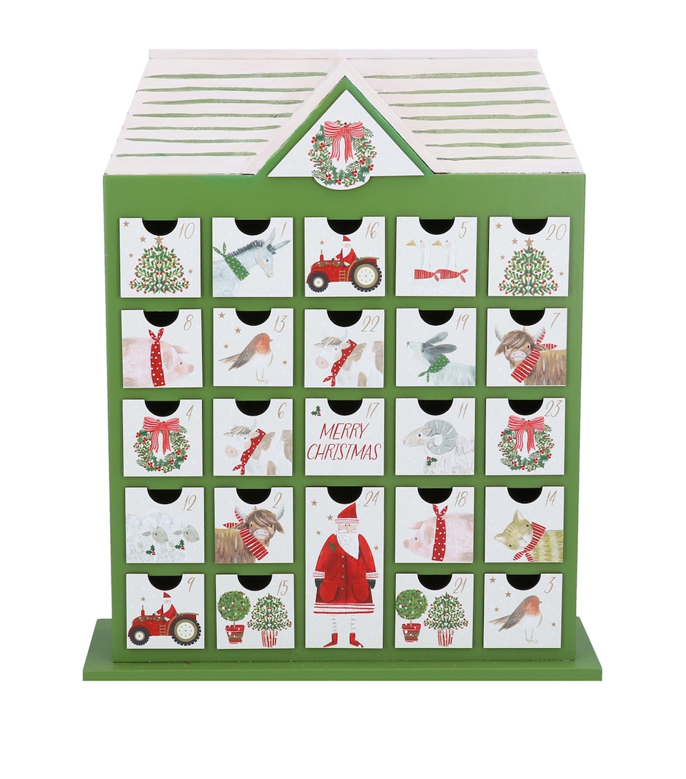 Harrods Wood House Advent Calendar Green/white