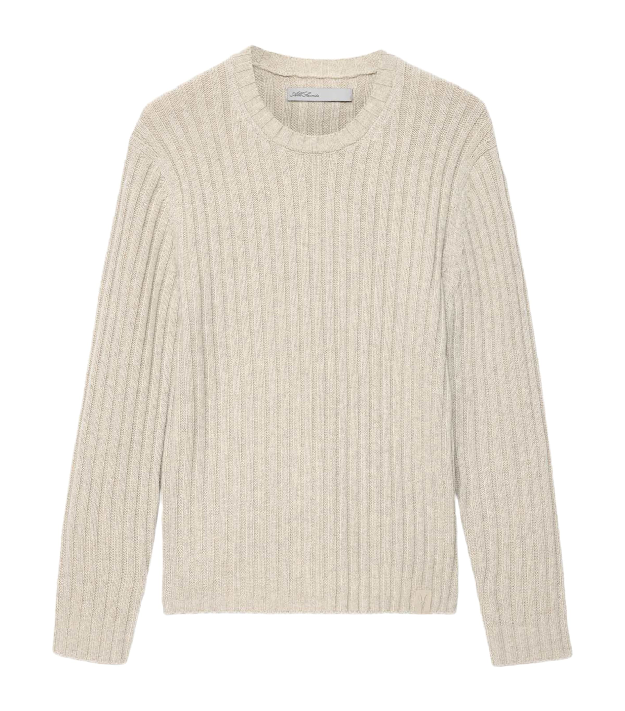 AllSaints Mens Merino Wool-Blend Liev Sweater Feather Grey