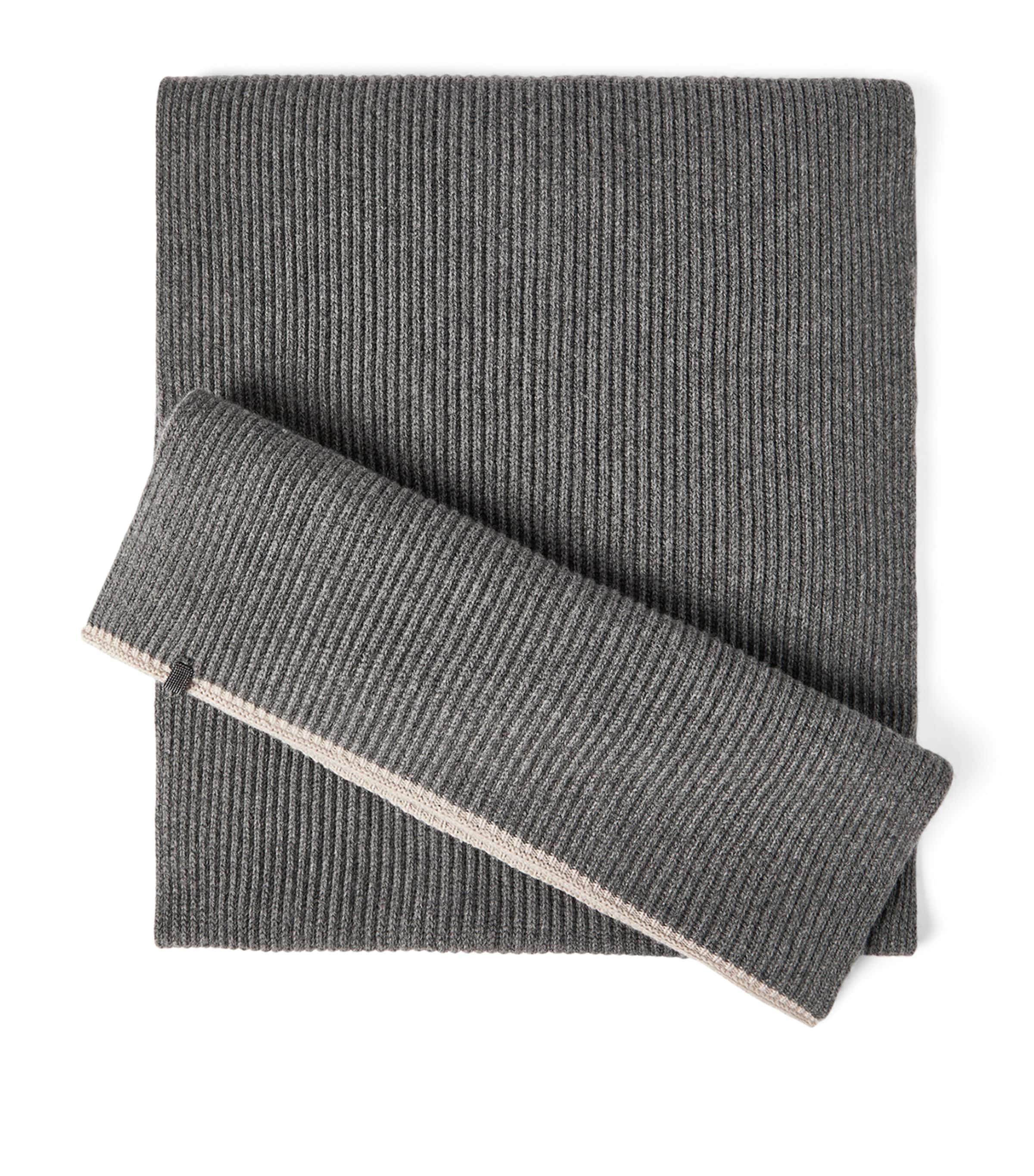 Brunello Cucinelli Cashmere Ribbed Monili-Detail Scarf