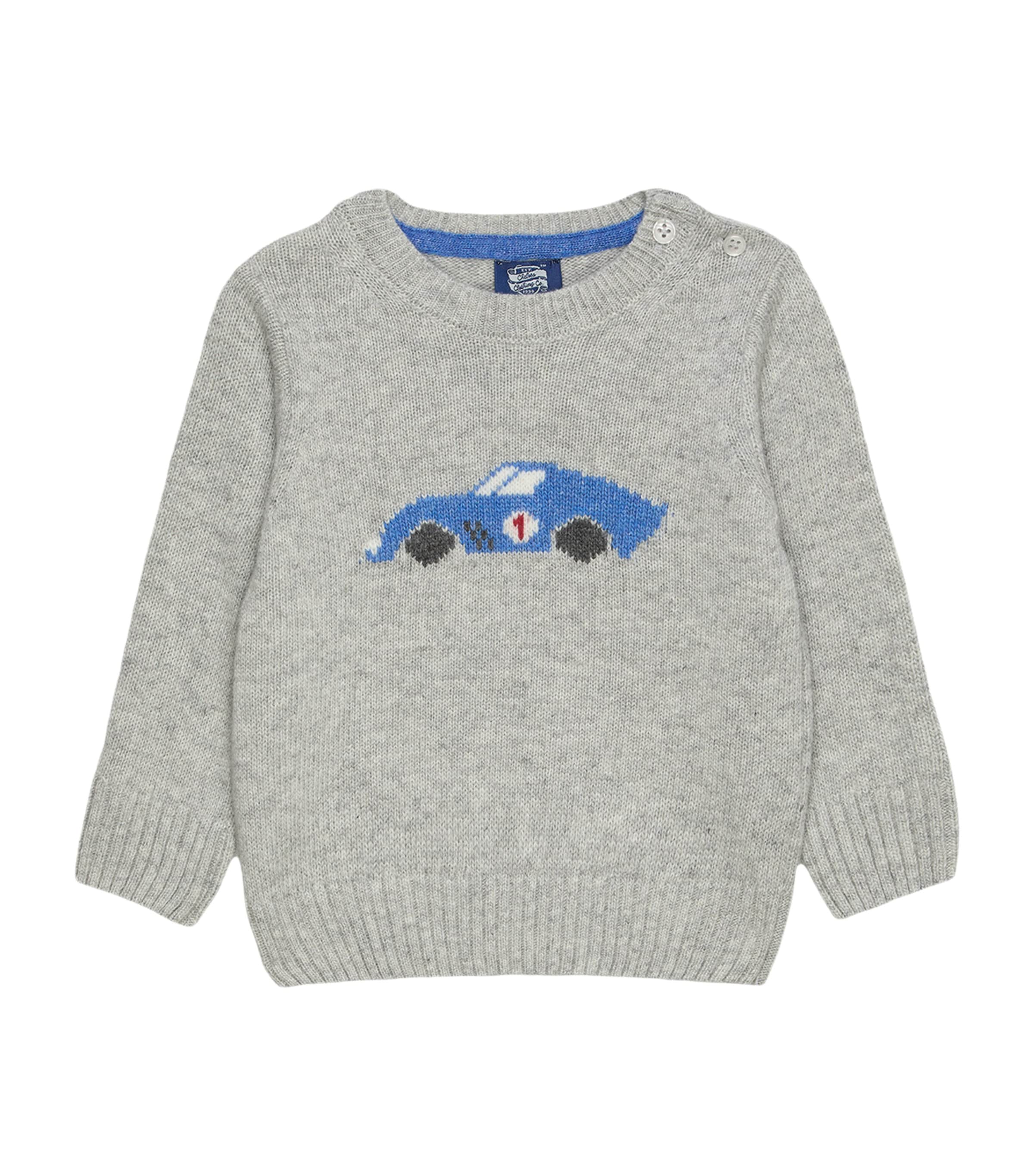 Trotters Sebastian Car Sweater (3-24 Months) Grey Marl