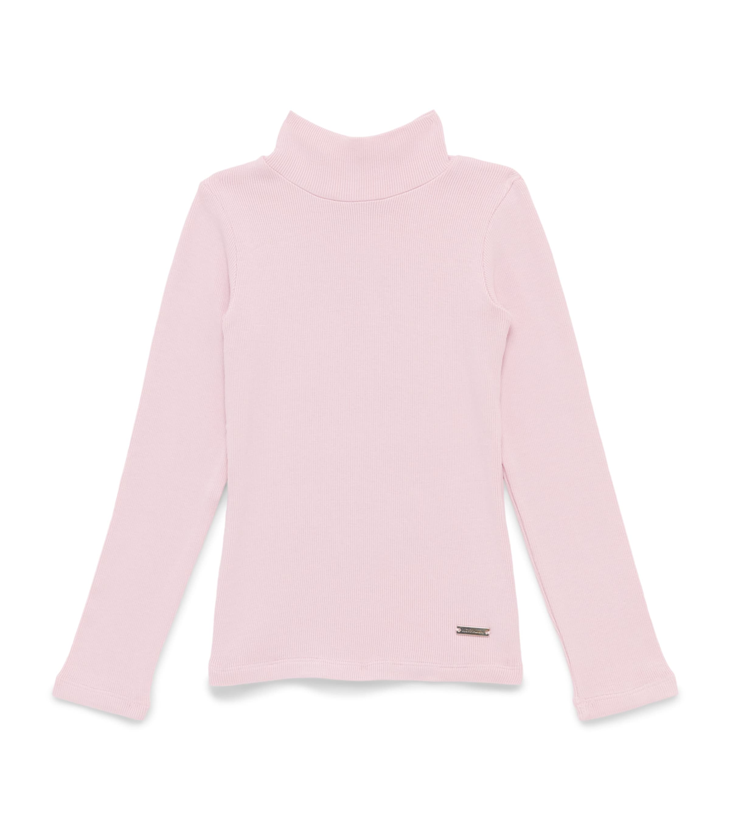 Monnalisa Ribbed Rollneck Top (2-12 Years) Lotus