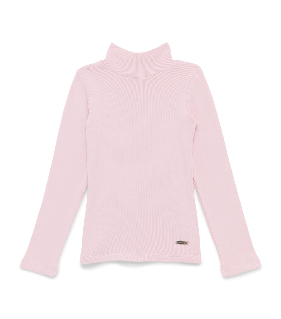 Monnalisa Ribbed Rollneck Top (2-12 Years) Lotus