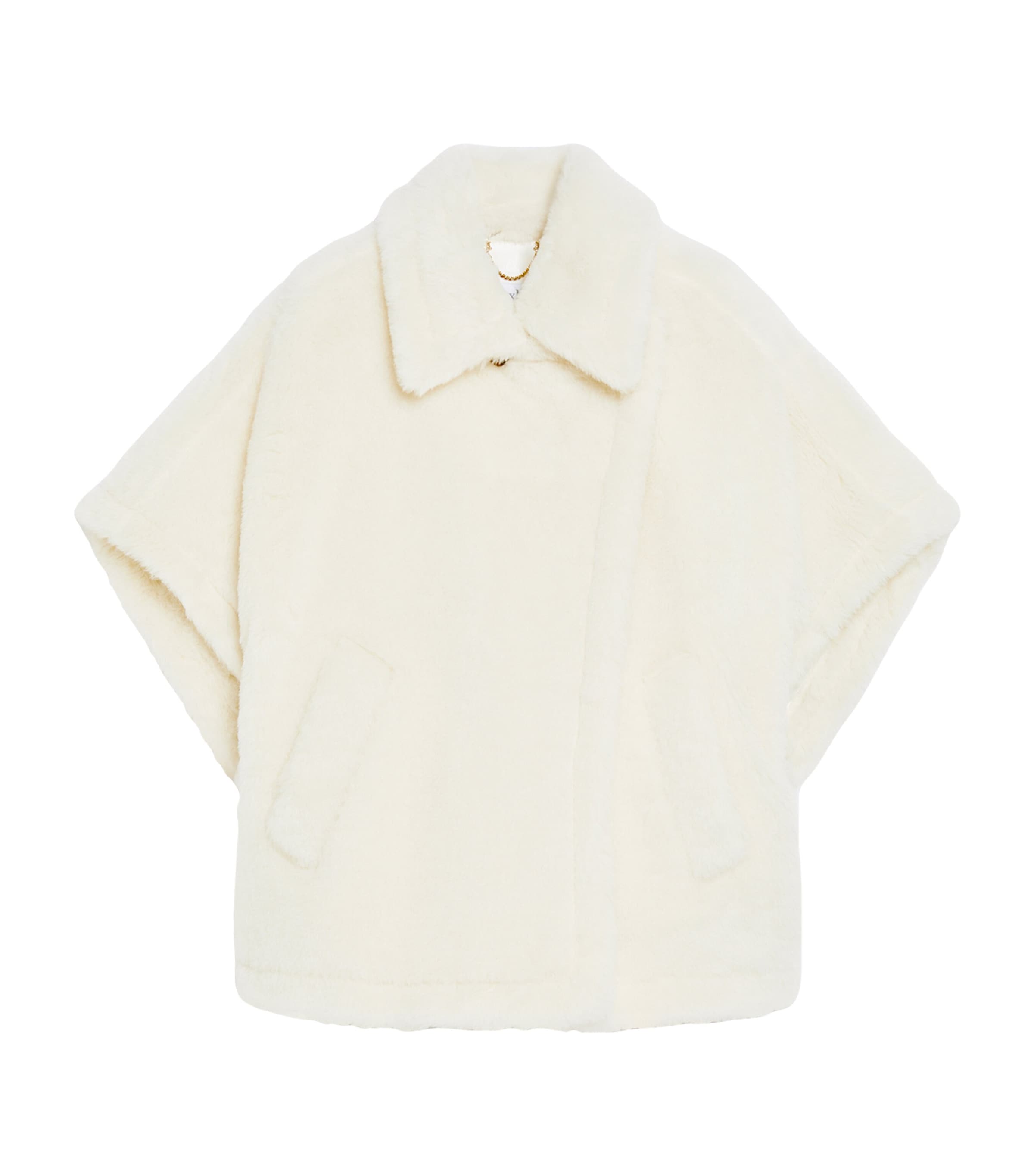 Max Mara Womens Alpaca-Wool-Silk Cape Optical White