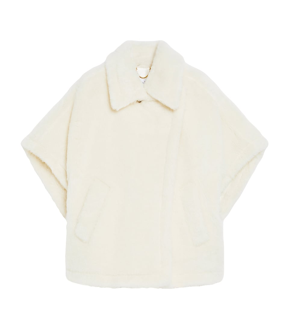 Max Mara Womens Alpaca-Wool-Silk Cape Optical White