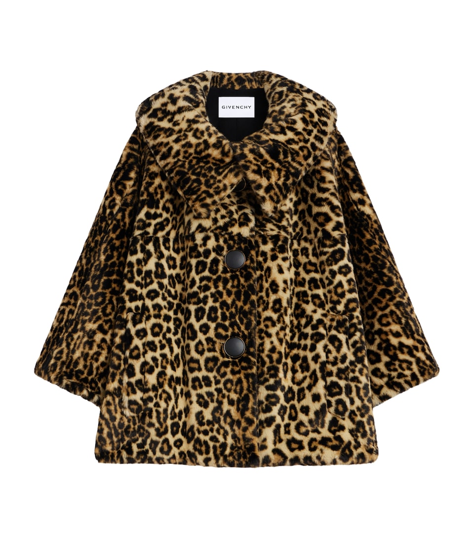 Givenchy Womens Faux Fur Leopard-Print Coat