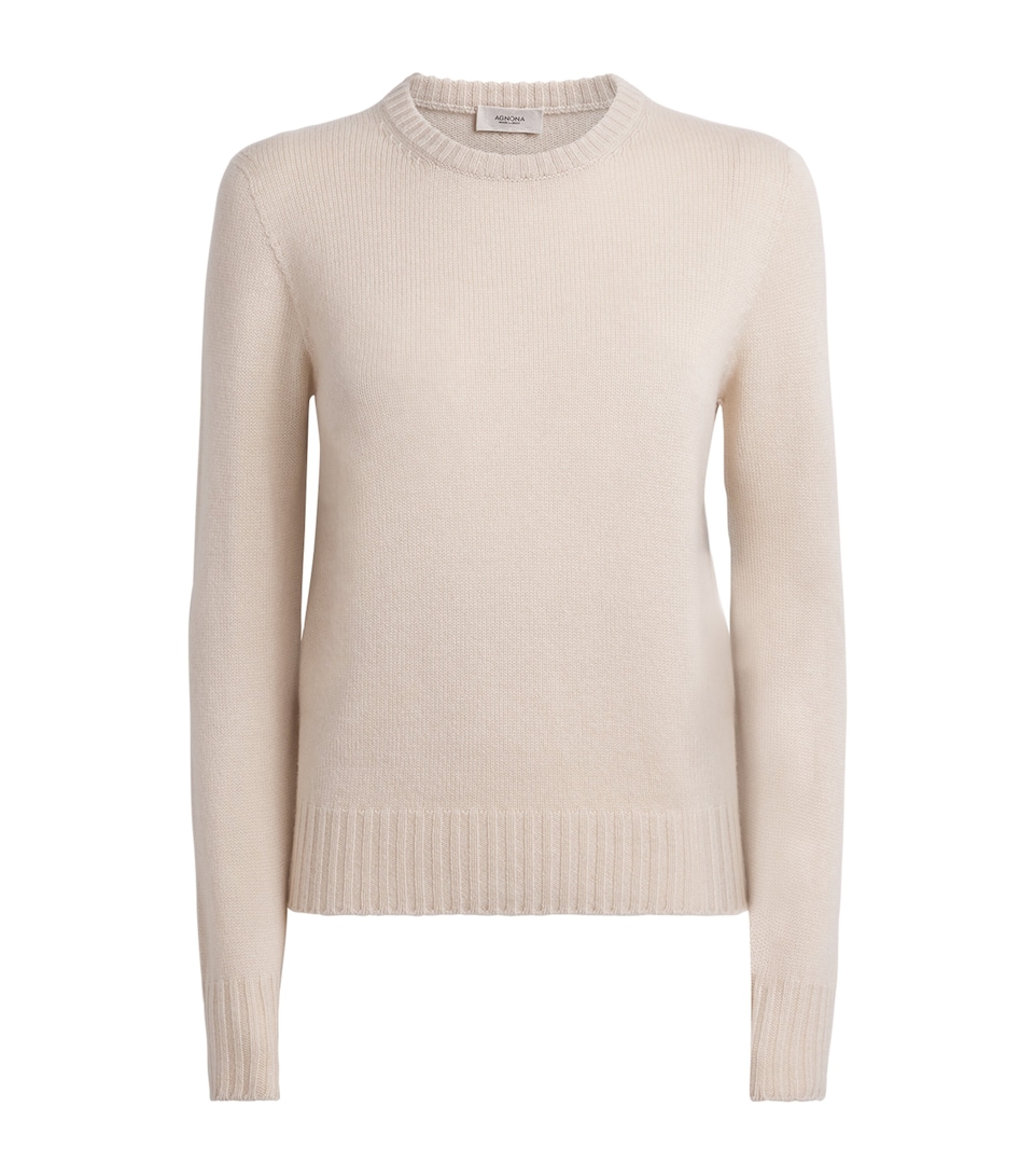 Agnona Womens Cashmere Lipstick Sweater Beige Greige