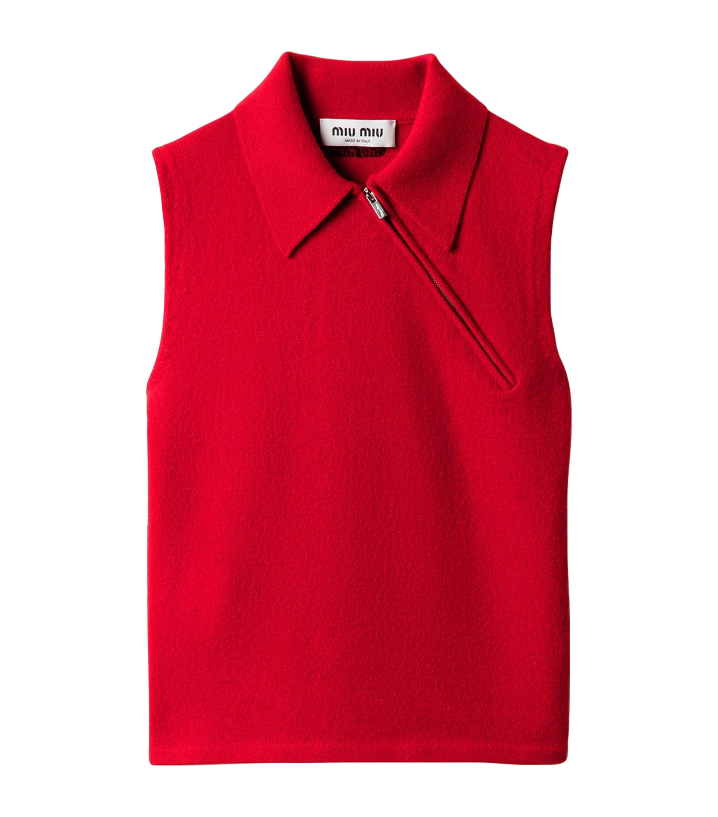 Cashmere Sleeveless Polo Sweater