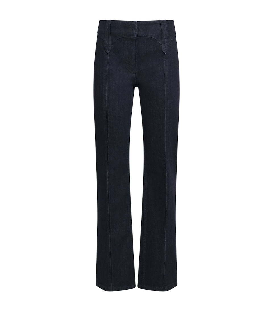 Tory Burch Womens Mid-Rise Slim Jeans Rinse Wash