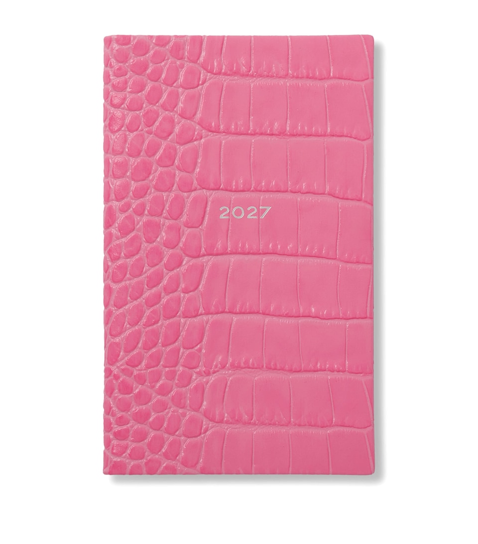 Smythson Leather Panama Weekly Diary 2027 Flamingo