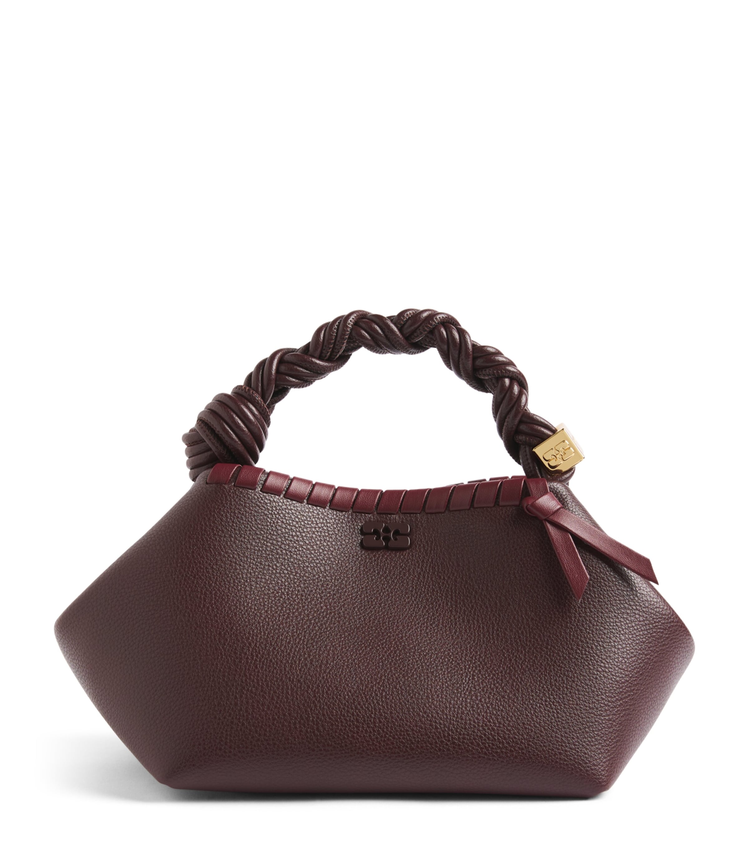 GANNI Small Braided Bou Top-Handle Bag Bitter Chocolate