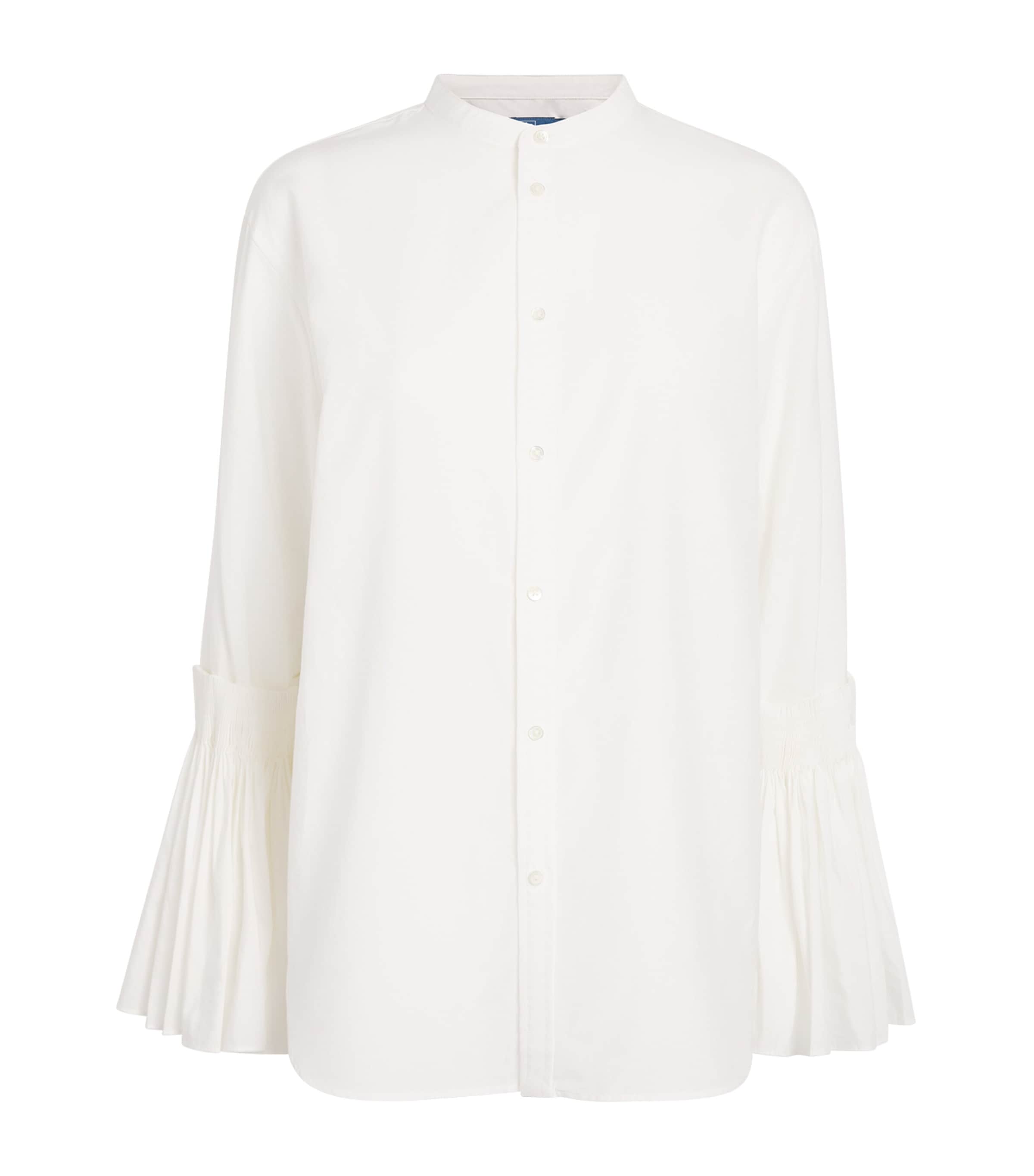 Polo Ralph Lauren Womens Cotton-Silk Bell-Sleeve Shirt White