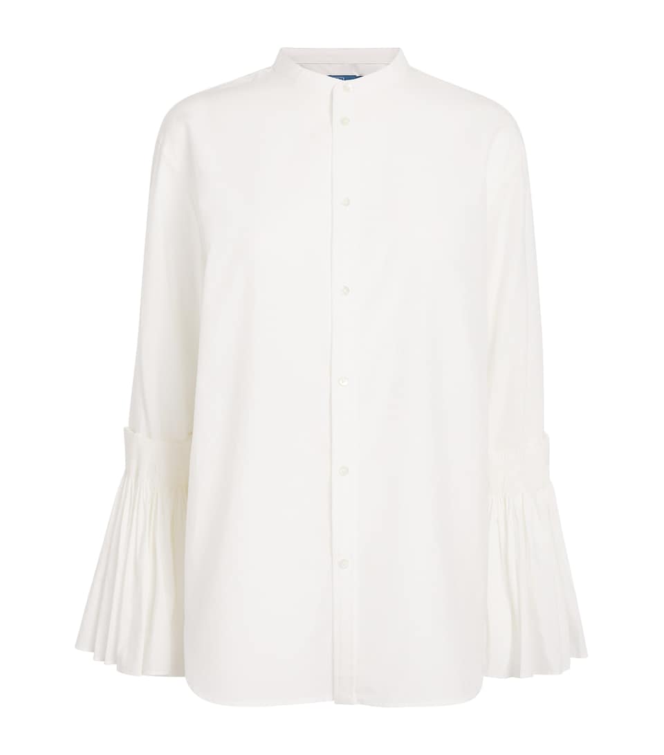 Polo Ralph Lauren Womens Cotton-Silk Bell-Sleeve Shirt White