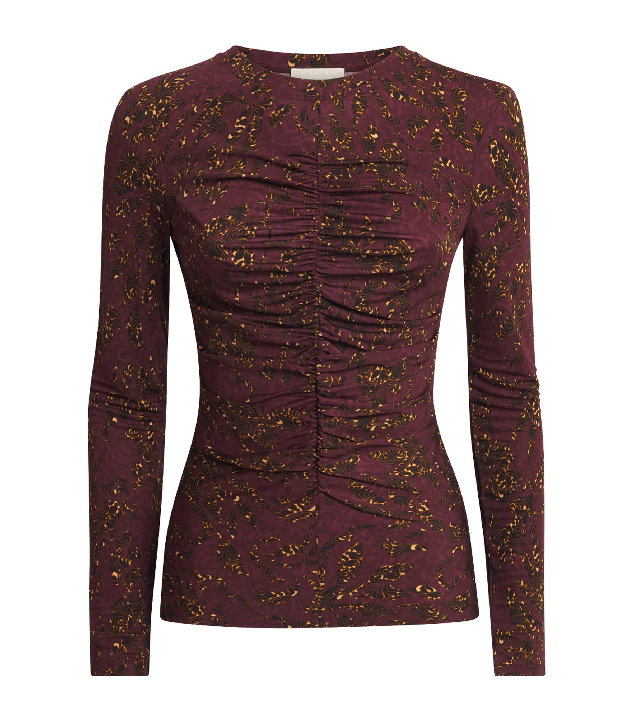 Ulla Johnson Womens Ruched Printed Asha Blouse Claret Floral