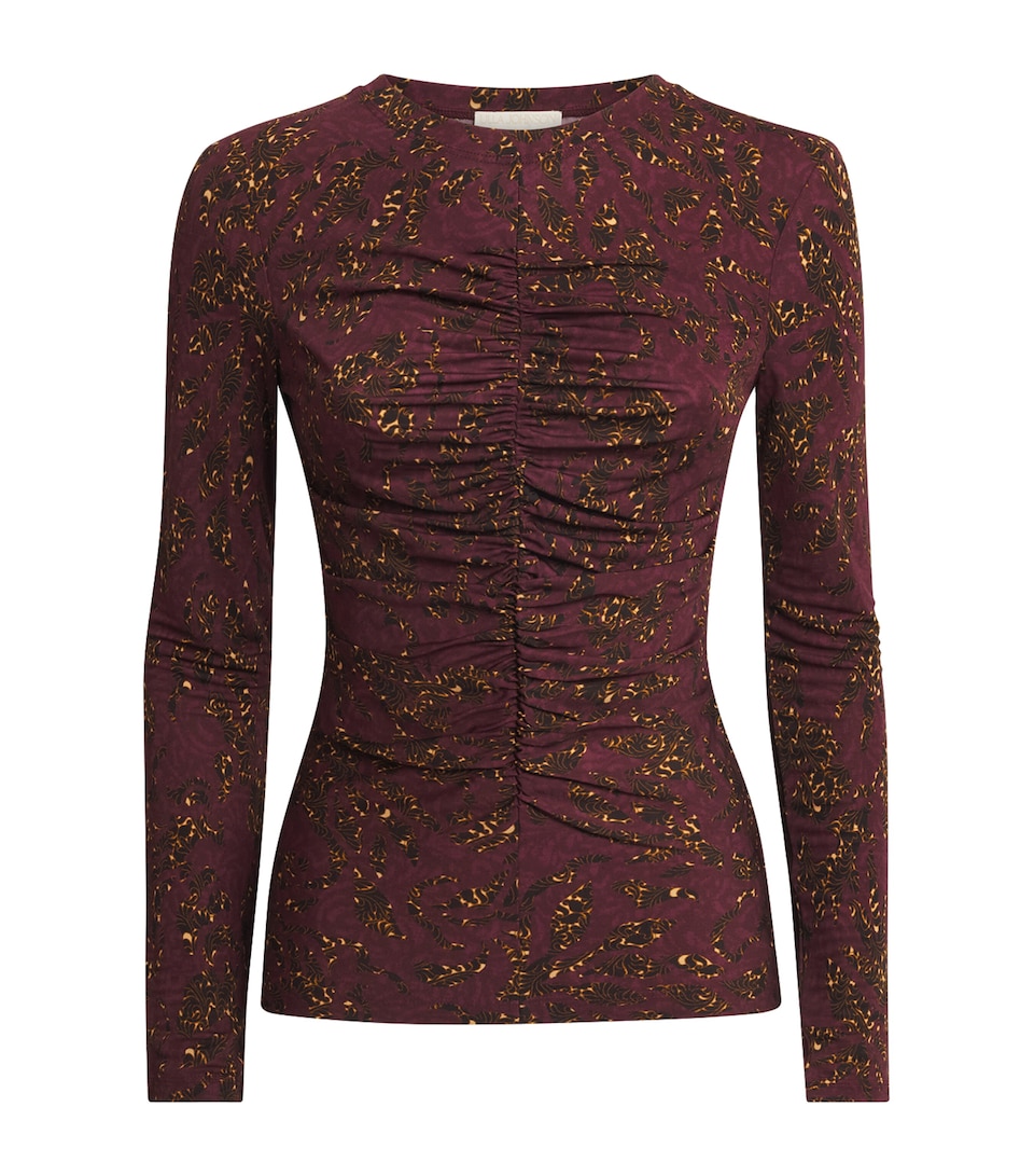 Ulla Johnson Womens Ruched Printed Asha Blouse Claret Floral