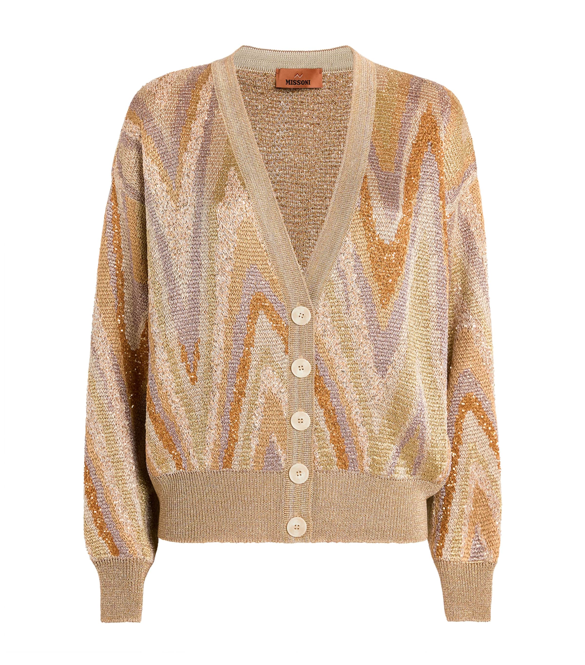 Missoni Womens Metallic Graphic Cardigan Cream Bse Gld