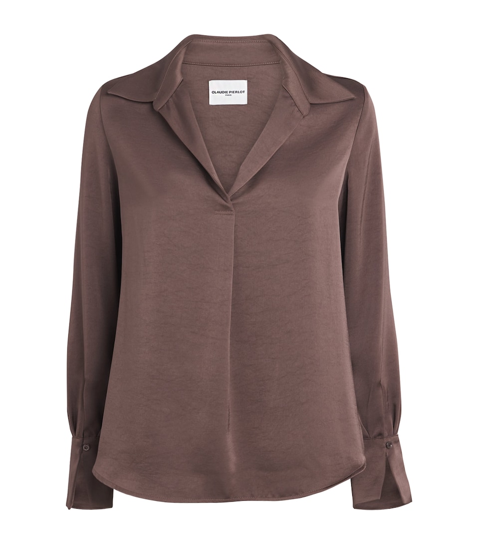 Claudie Pierlot Womens Satin Blouse Brown Ice