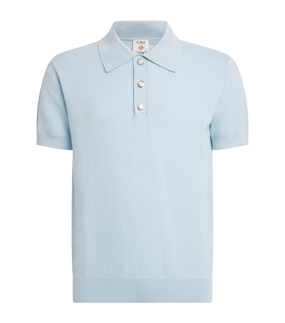Cotton-Blend Pointelle Monogram Polo Shirt