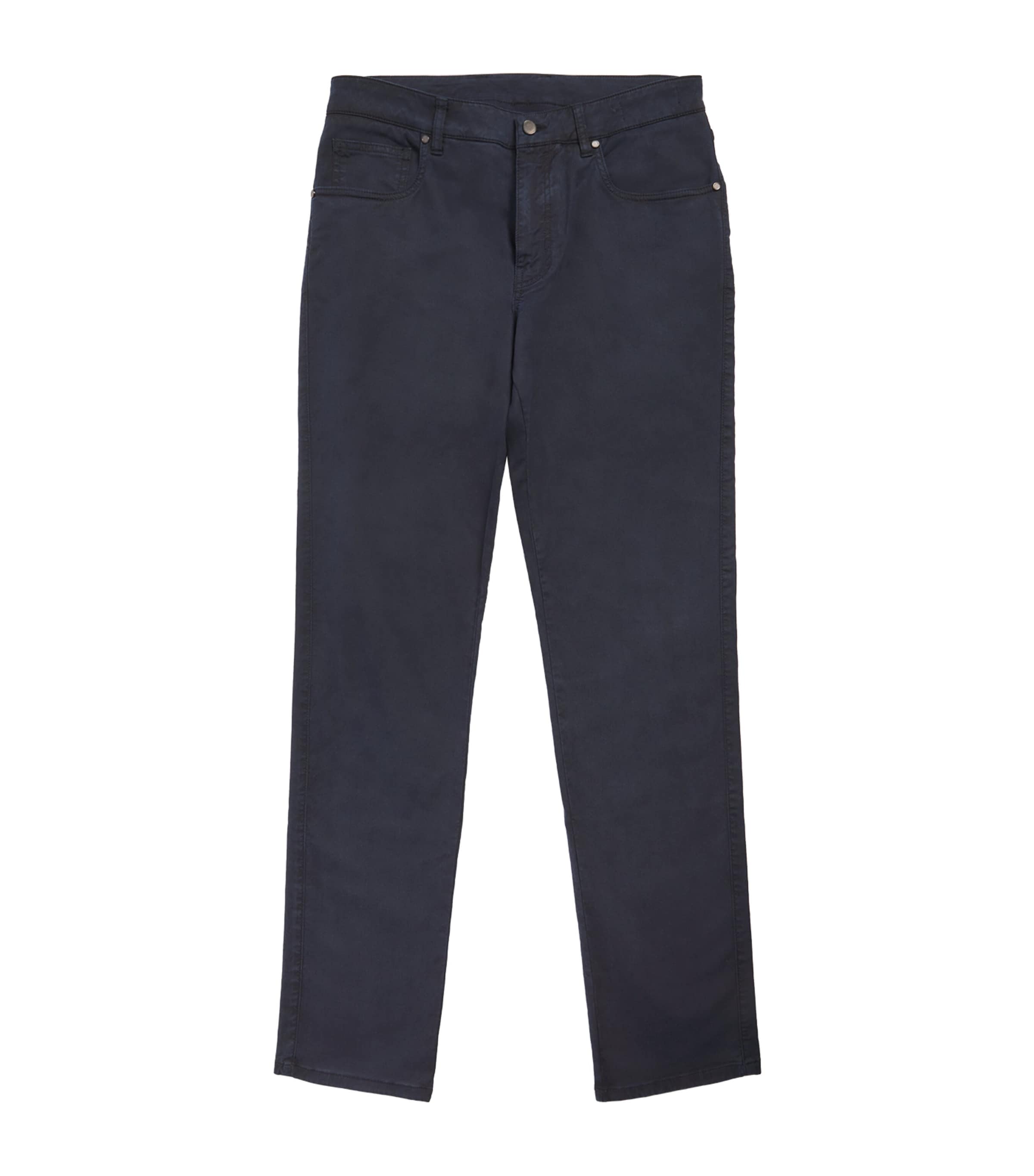 Purdey Mens Cotton-Blend Five-Pocket Trousers Nvy