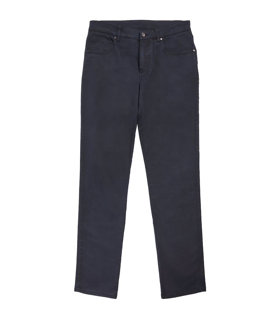 Purdey Mens Cotton-Blend Five-Pocket Trousers Nvy