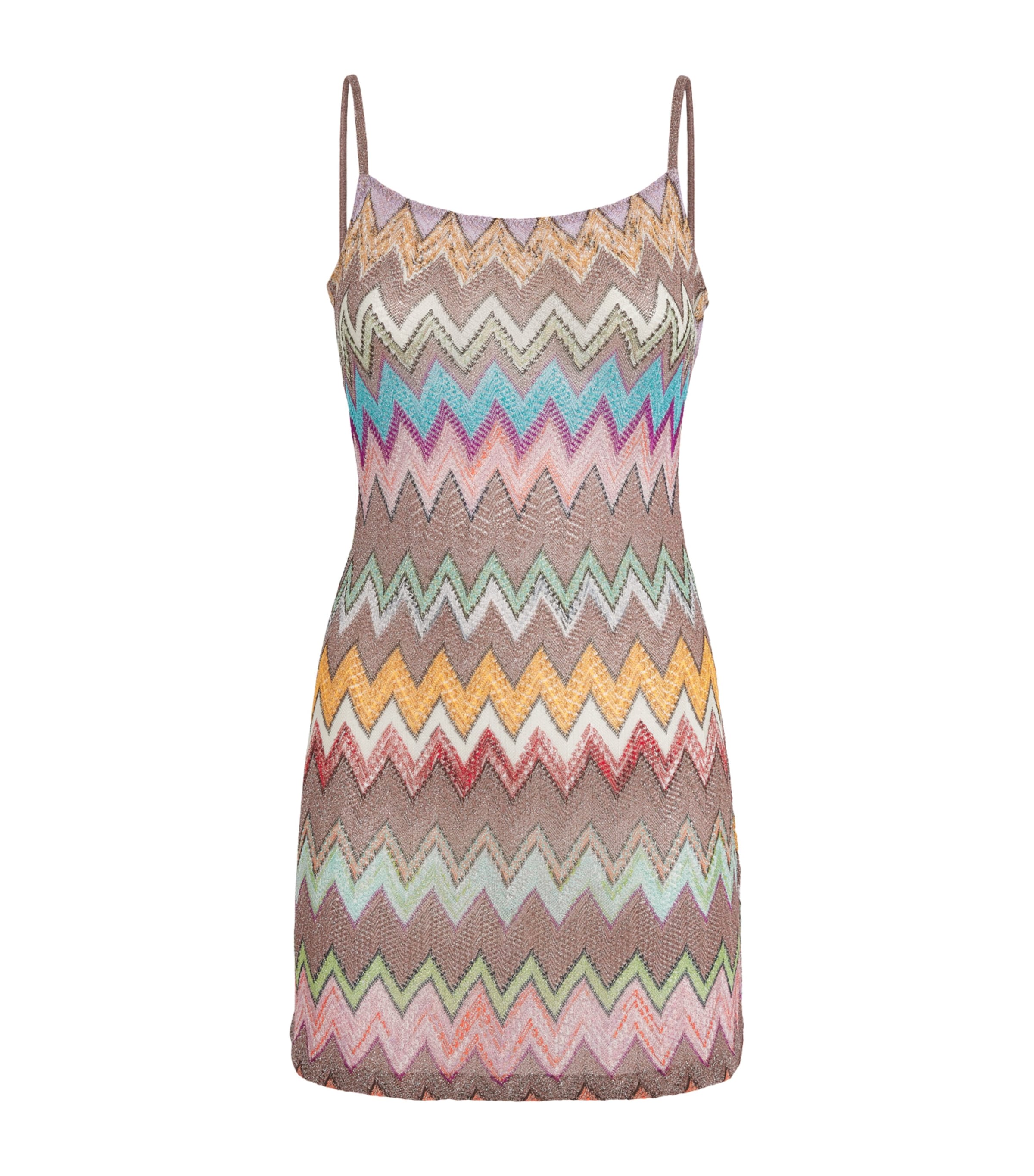 Metallic-Thread Zigzag Mini Dress