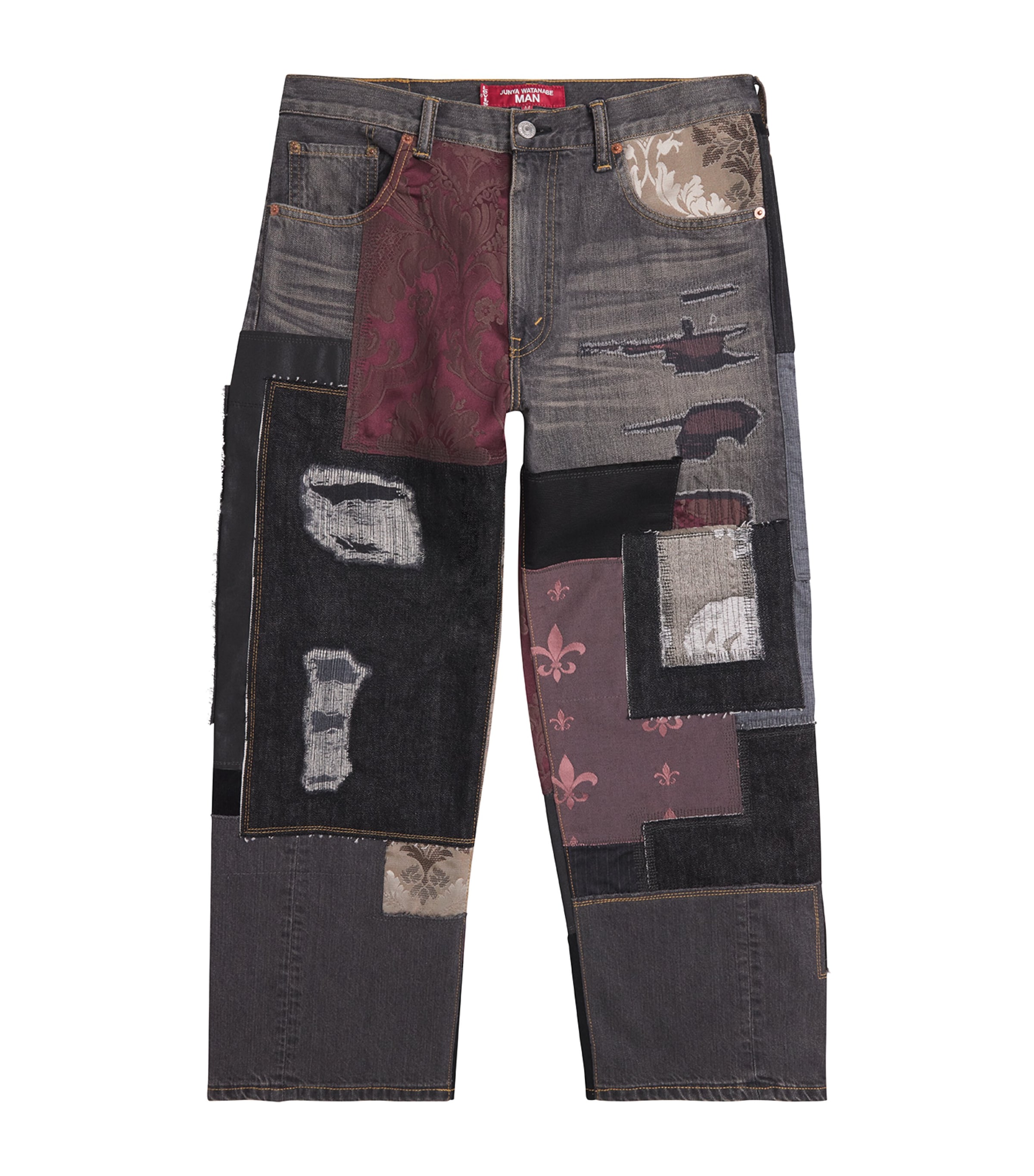 Junya Watanabe MAN Mens x Levi's Patchwork Wide-Leg Jeans Black X Mix