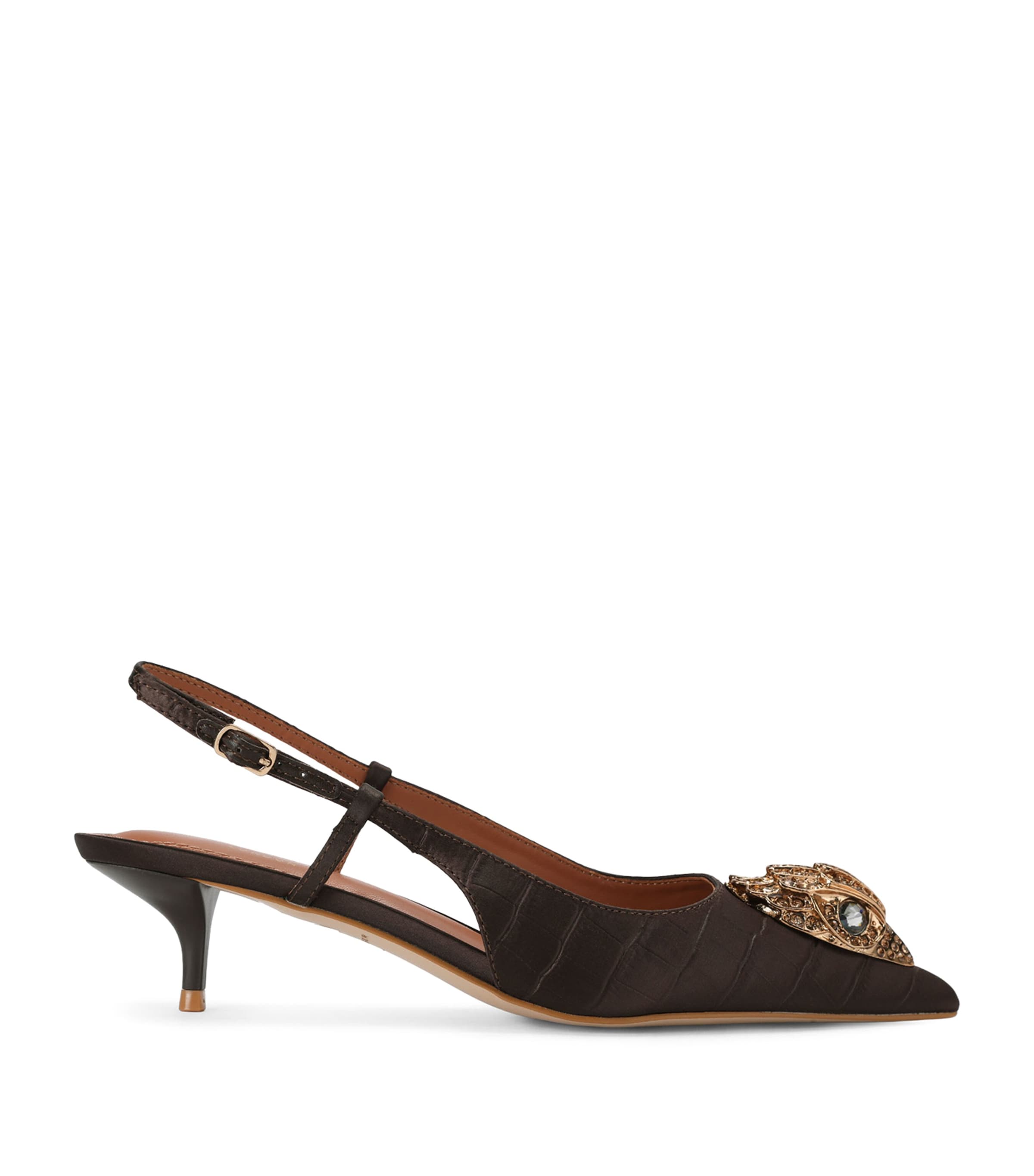 Kurt Geiger London Satin Belsize Slingbacks Dark Brown