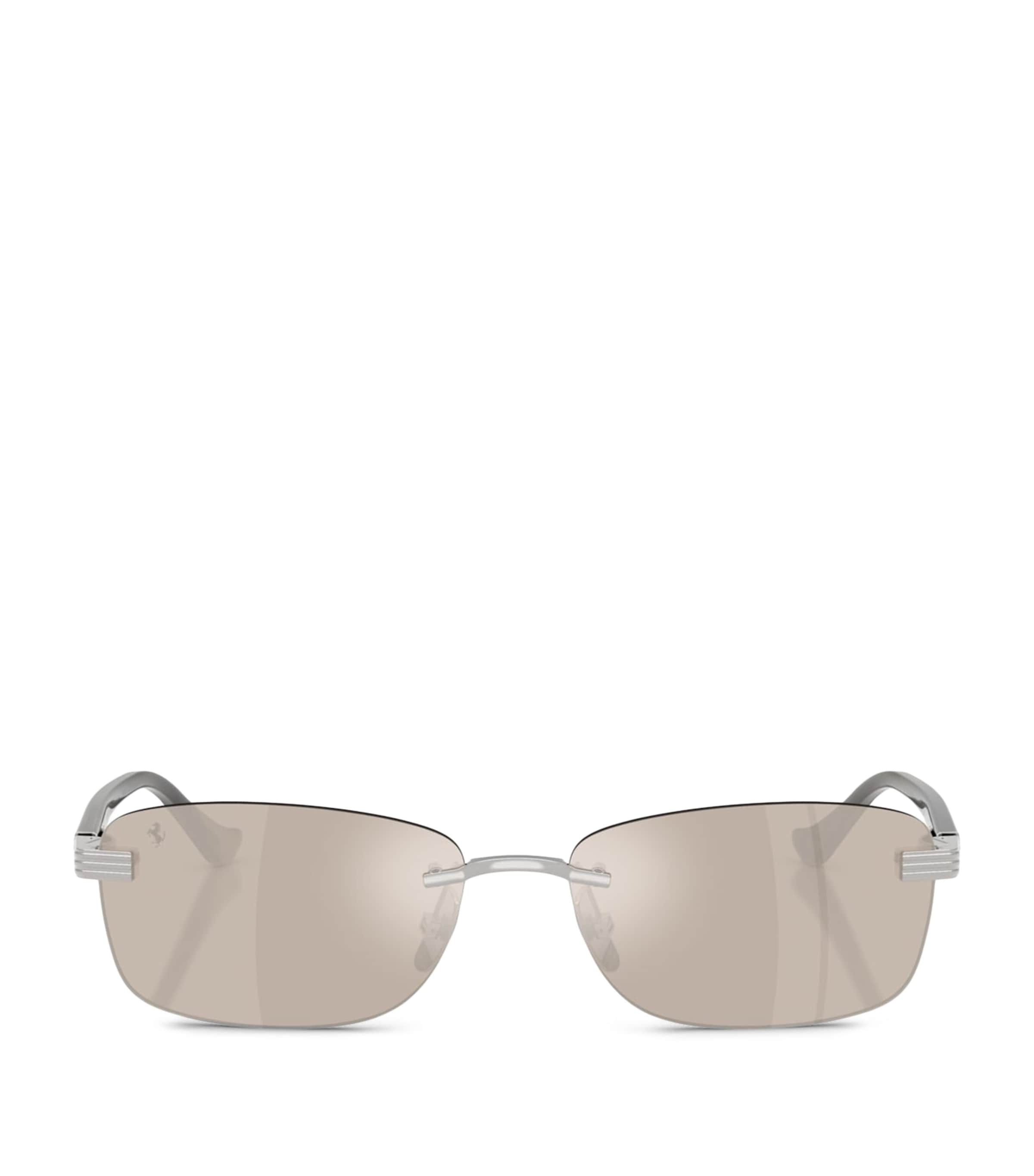 Ferrari Titanium Rimless Rectangular Sunglasses Silver