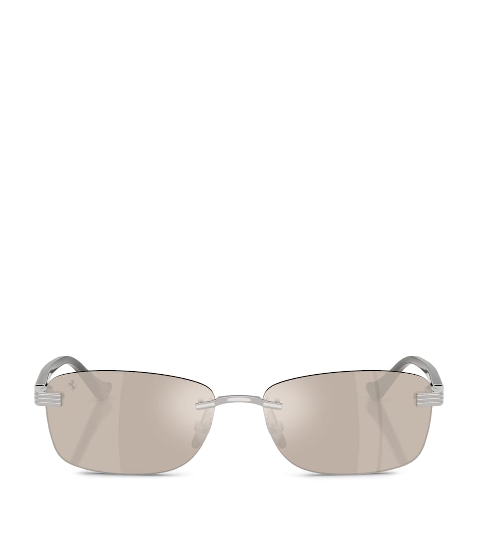 Ferrari Titanium Rimless Rectangular Sunglasses Silver