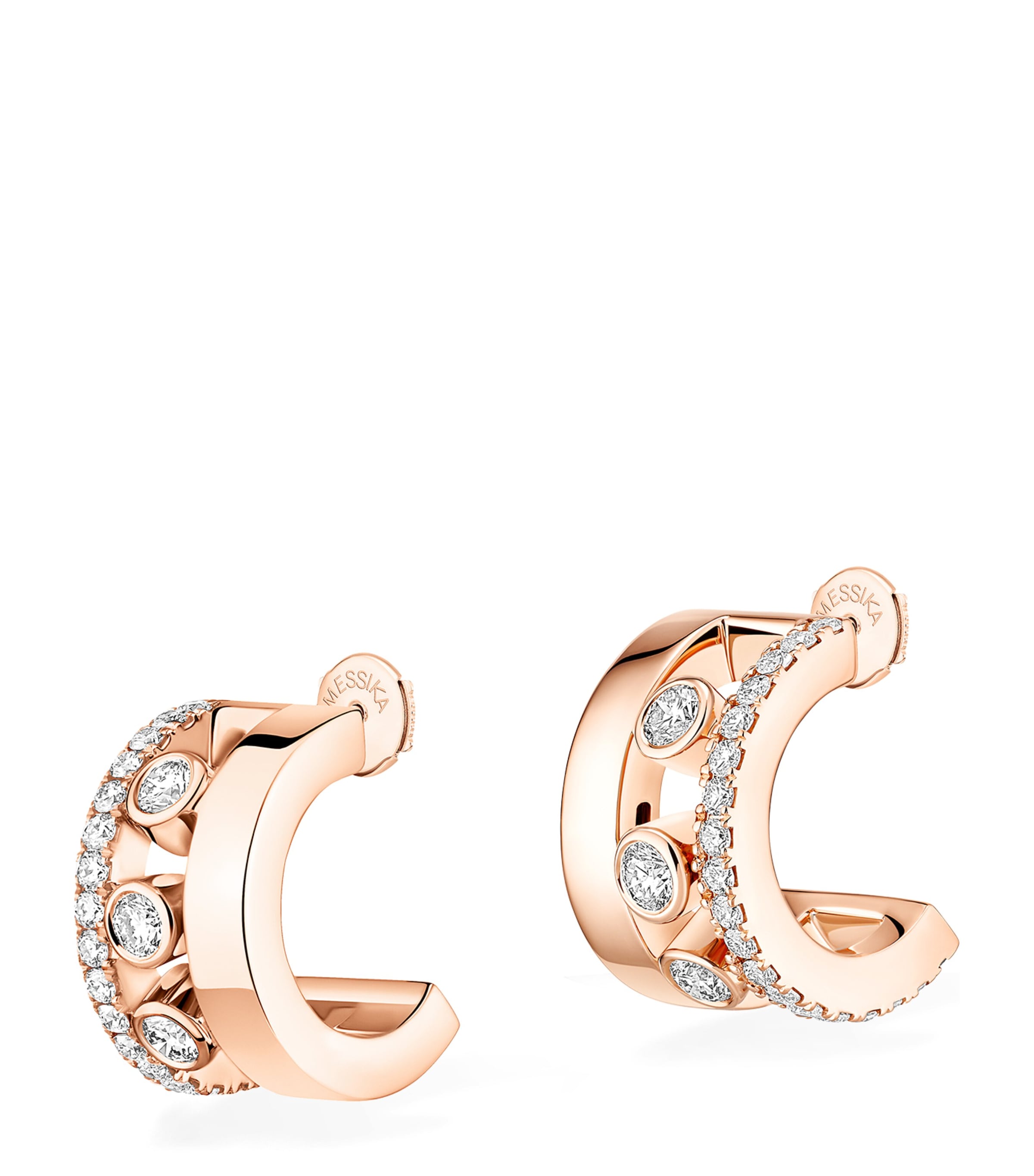 Messika Move Romane Pink Gold and Diamond Hoop Earrings (0.27ct) Pink Gold