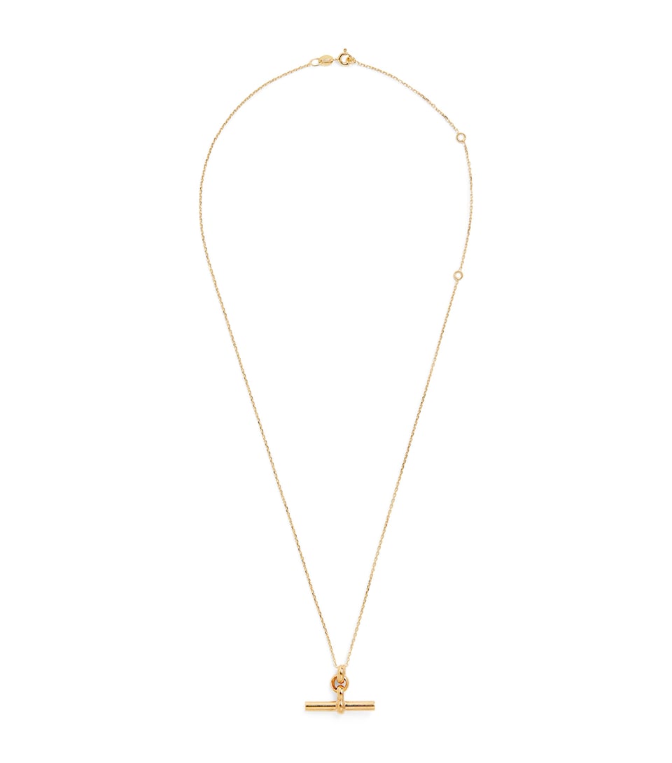 Yellow Gold-Plated T-Bar Trace Chain Necklace