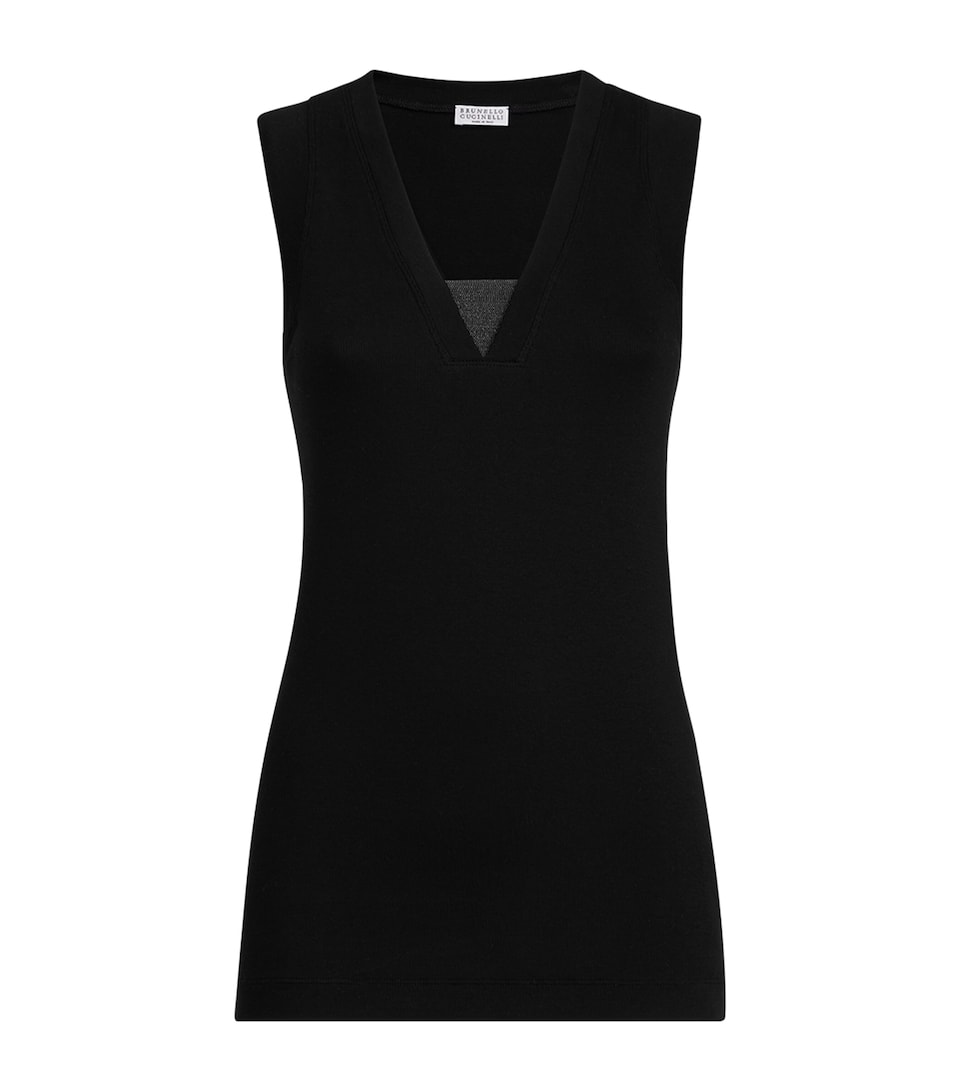 Brunello Cucinelli Womens Embellished Stretch-Cotton T-Shirt