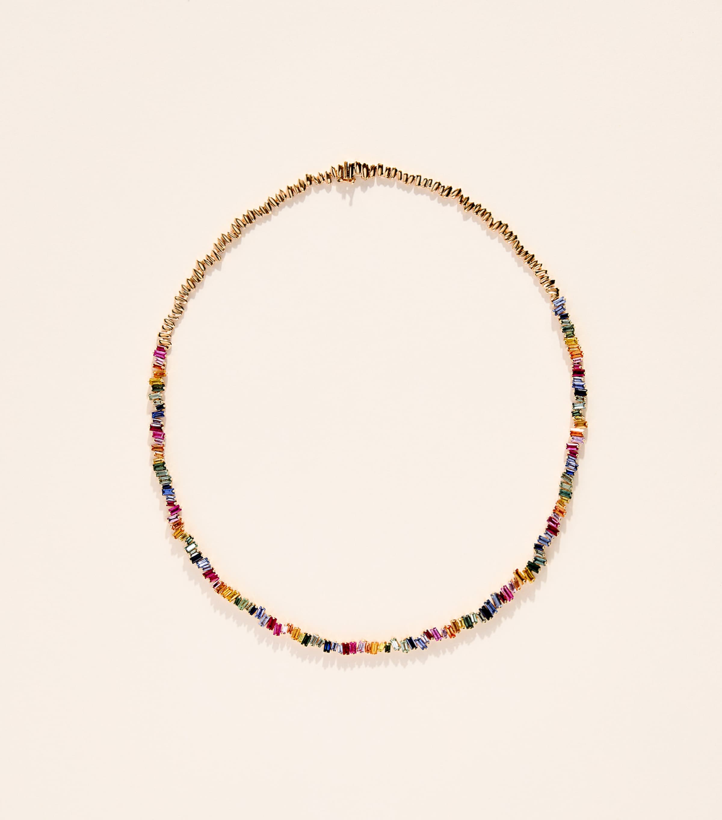 Suzanne Kalan Rose Gold and Rainbow Sapphire Bold Tennis Necklace Rg/rs