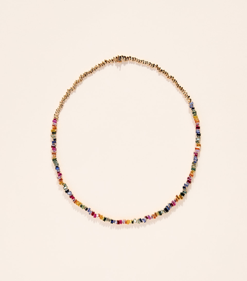 Suzanne Kalan Rose Gold and Rainbow Sapphire Bold Tennis Necklace Rg/rs