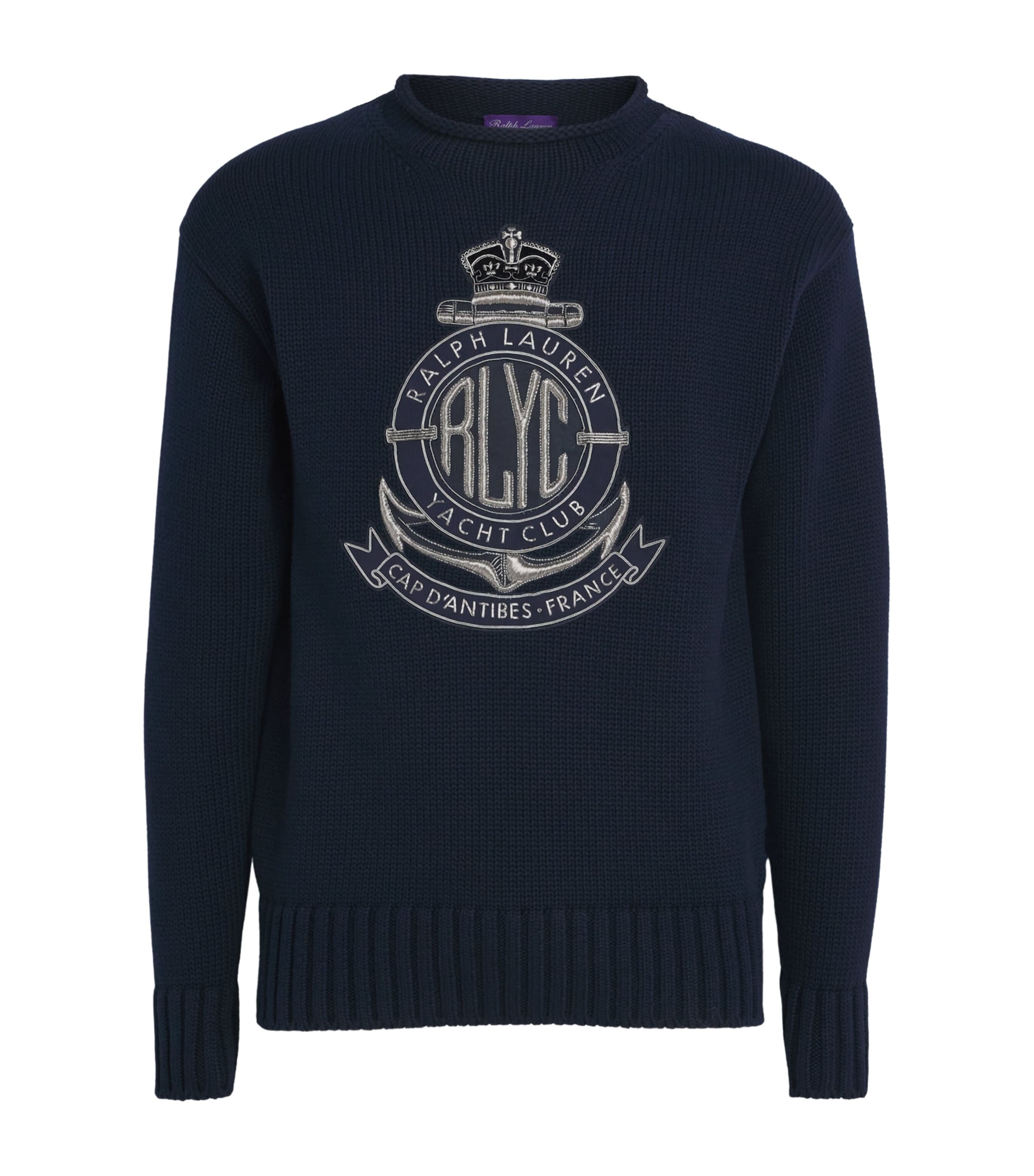 Ralph Lauren Purple Label Mens Cotton-Blend Yacht Club Sweater Classic Chairman Nvy