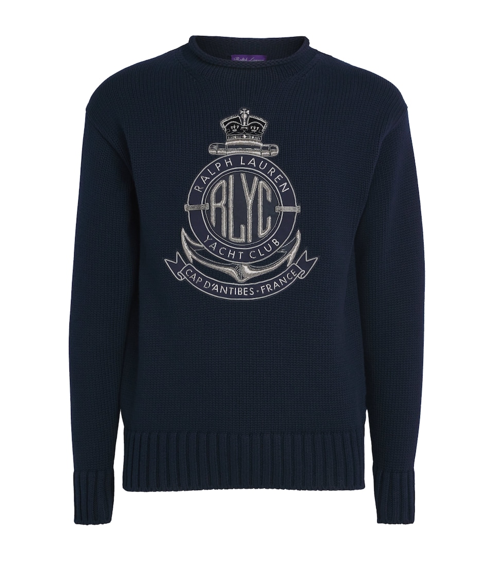 Ralph Lauren Purple Label Mens Cotton-Blend Yacht Club Sweater Classic Chairman Nvy