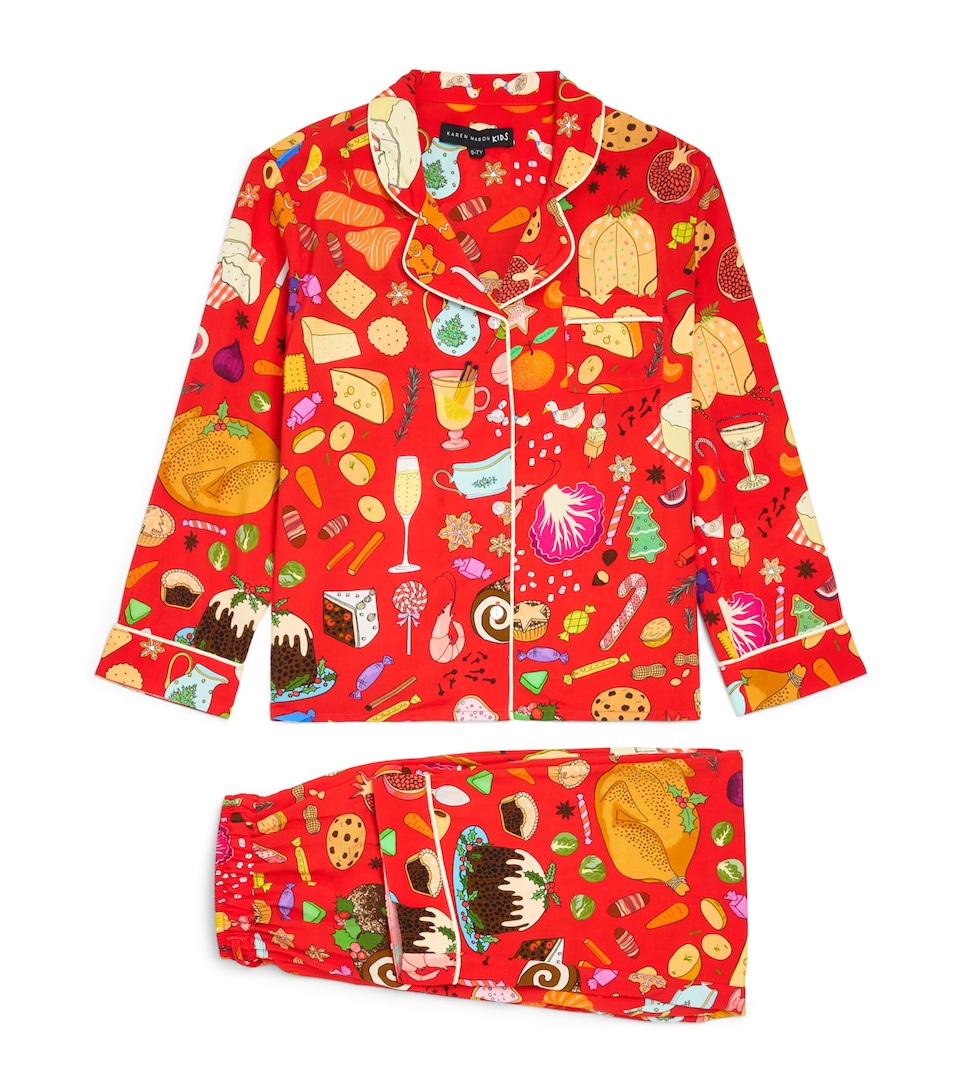 KAREN MABON KIDS Holiday Feast Print Pyjama Set (2-13 Years) Red