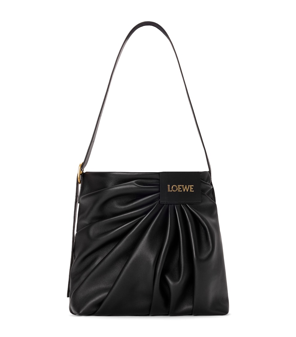 Leather Draped Tote Bag