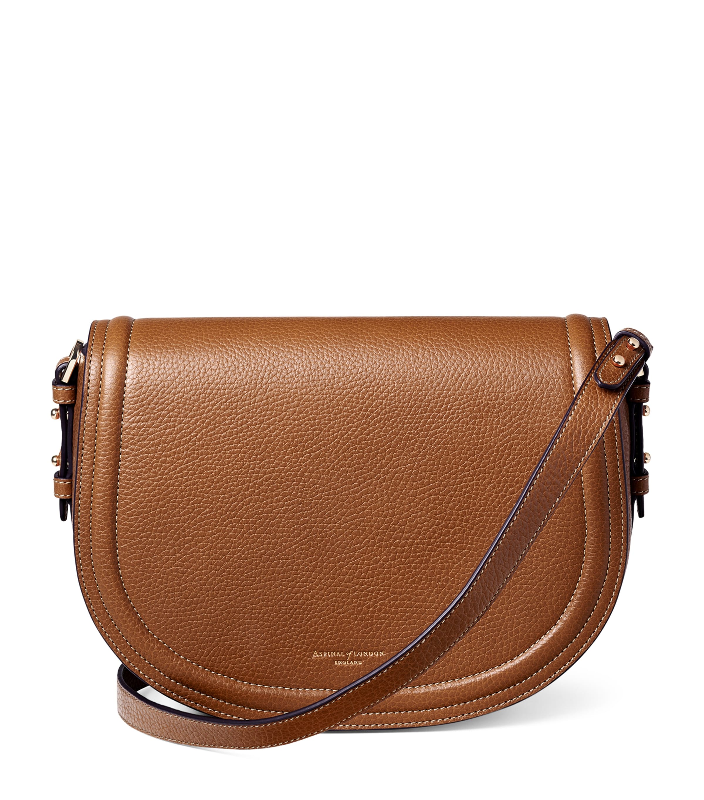 Aspinal Of London Large Leather Stella Cross-Body Satchel Bag Tan