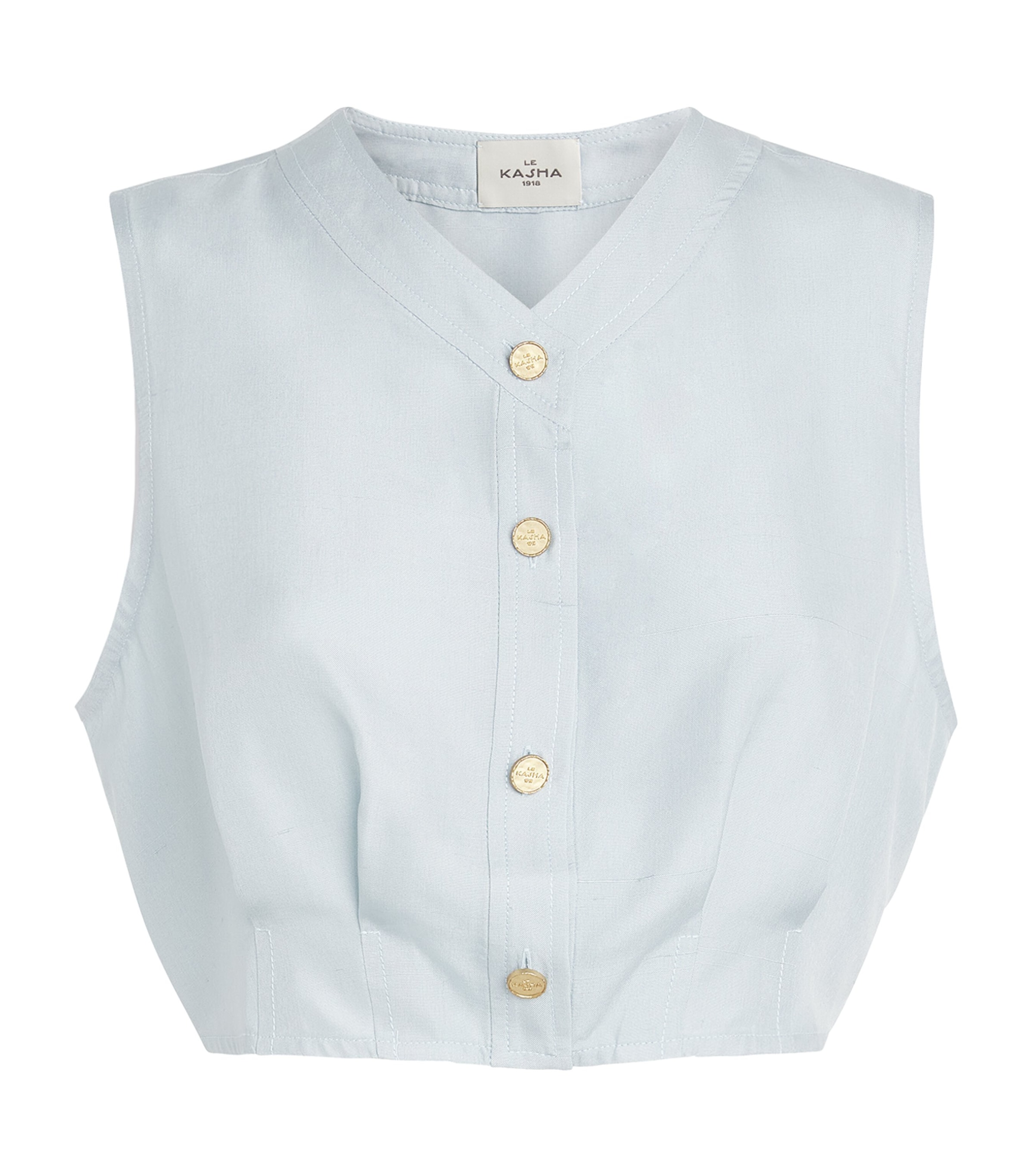 Le Kasha Womens Silk Haima Crop Top Lagoon
