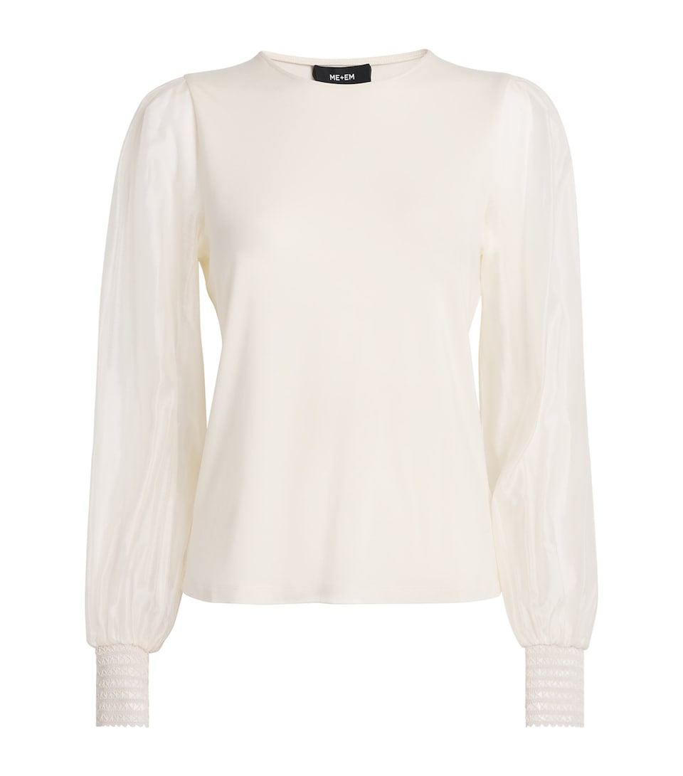 Jersey Ballon-Sleeve Blouse
