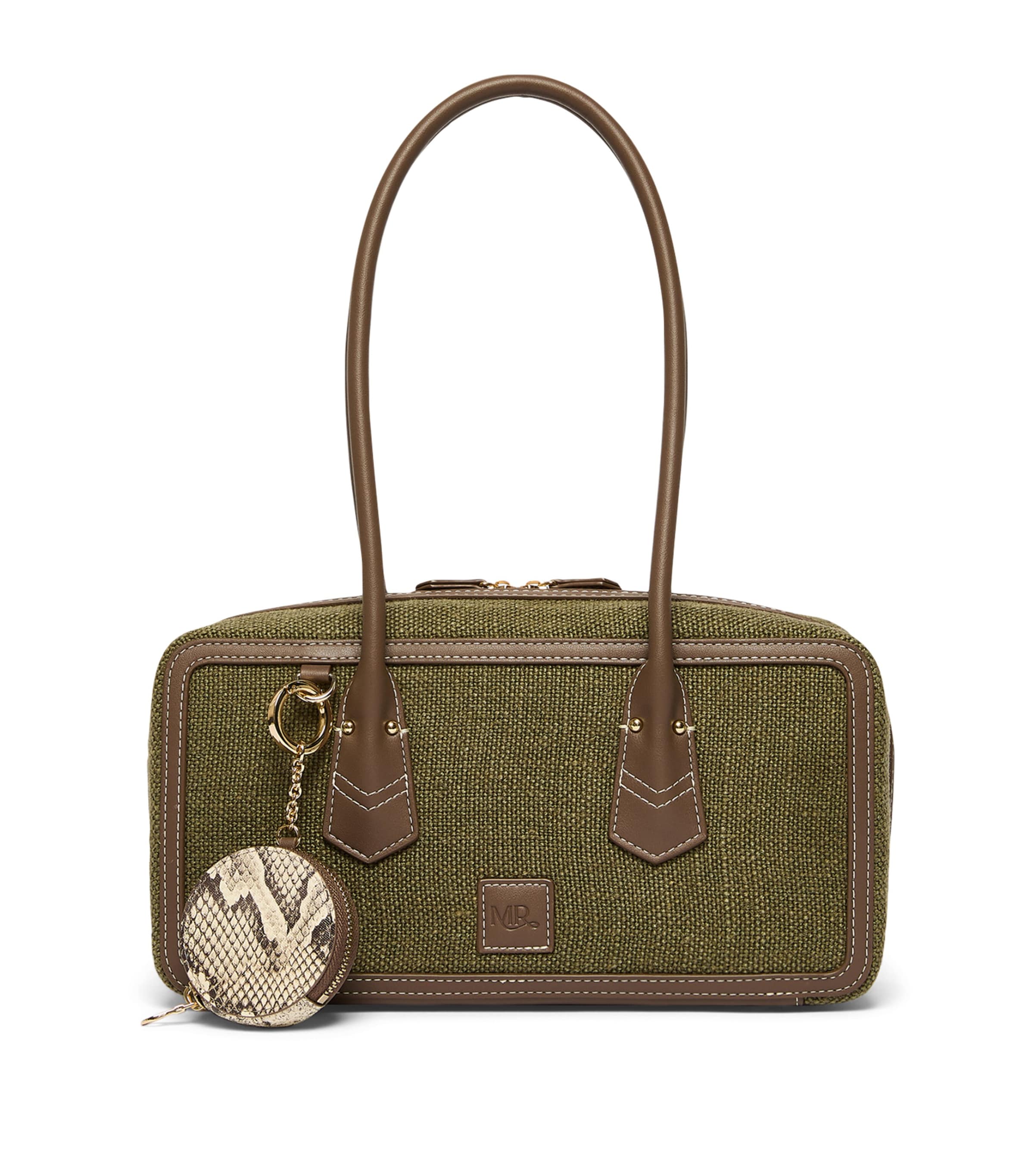 Jute-Faux Leather Shoulder Bag