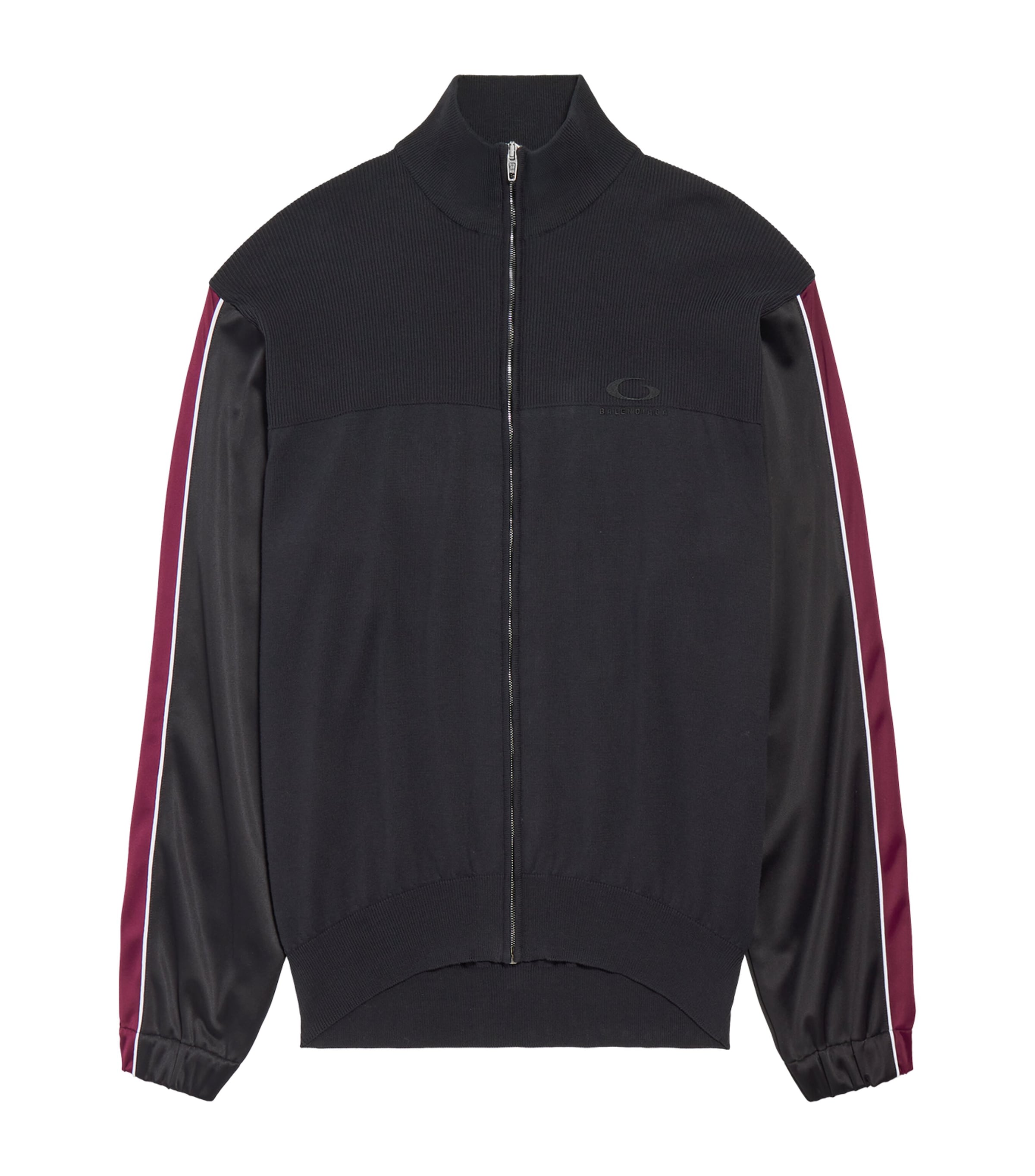 Balenciaga Mens Stripe-Detail Hybrid Zip-Up Jacket
