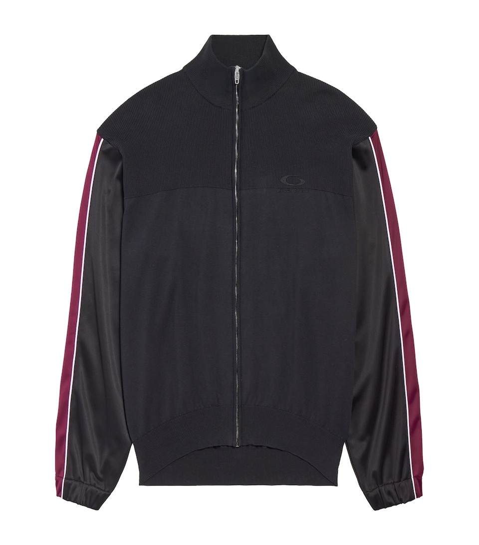 Balenciaga Mens Stripe-Detail Hybrid Zip-Up Jacket