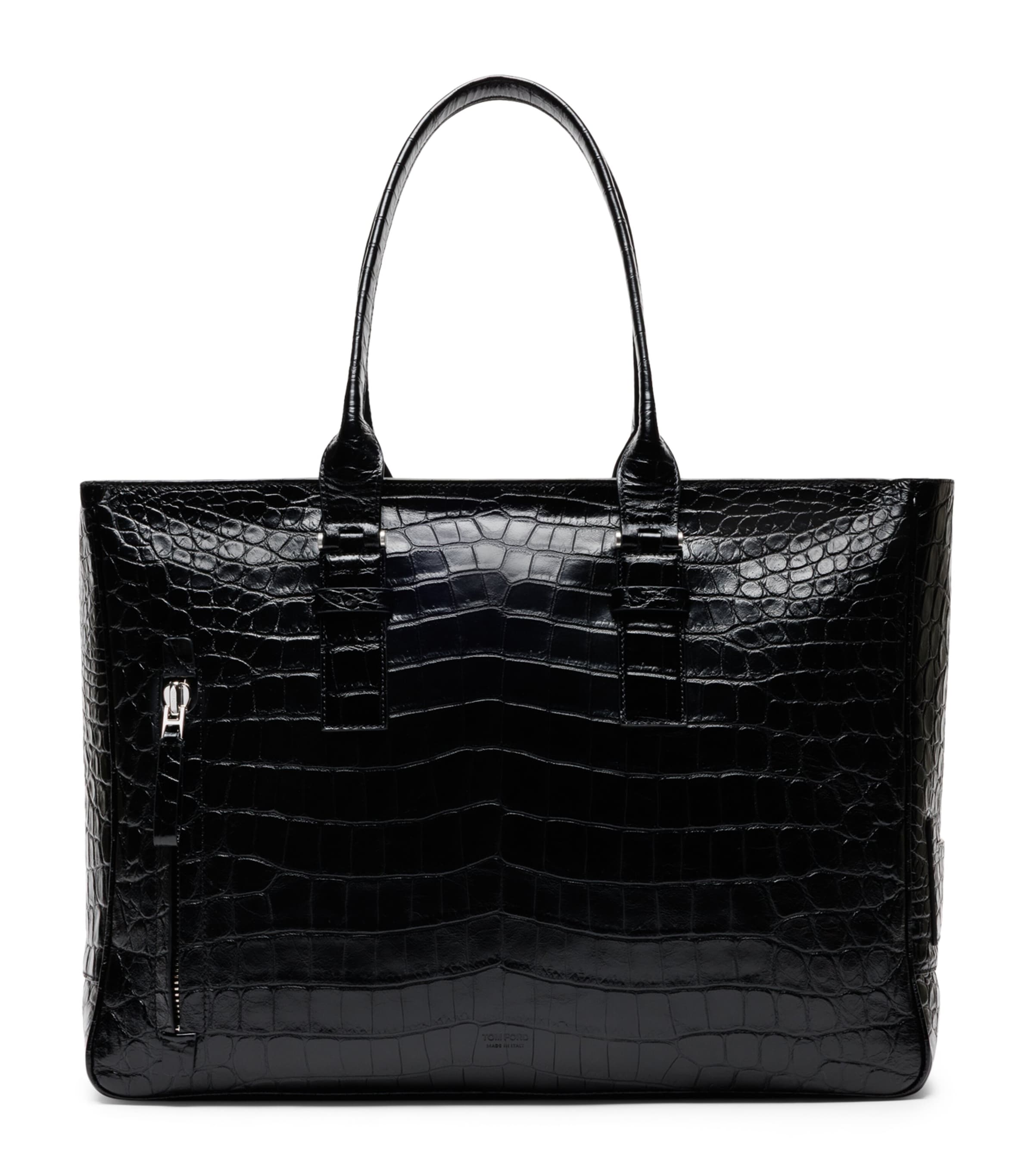 TOM FORD Large Calfskin Croc-Embossed Victor Tote Bag Naa