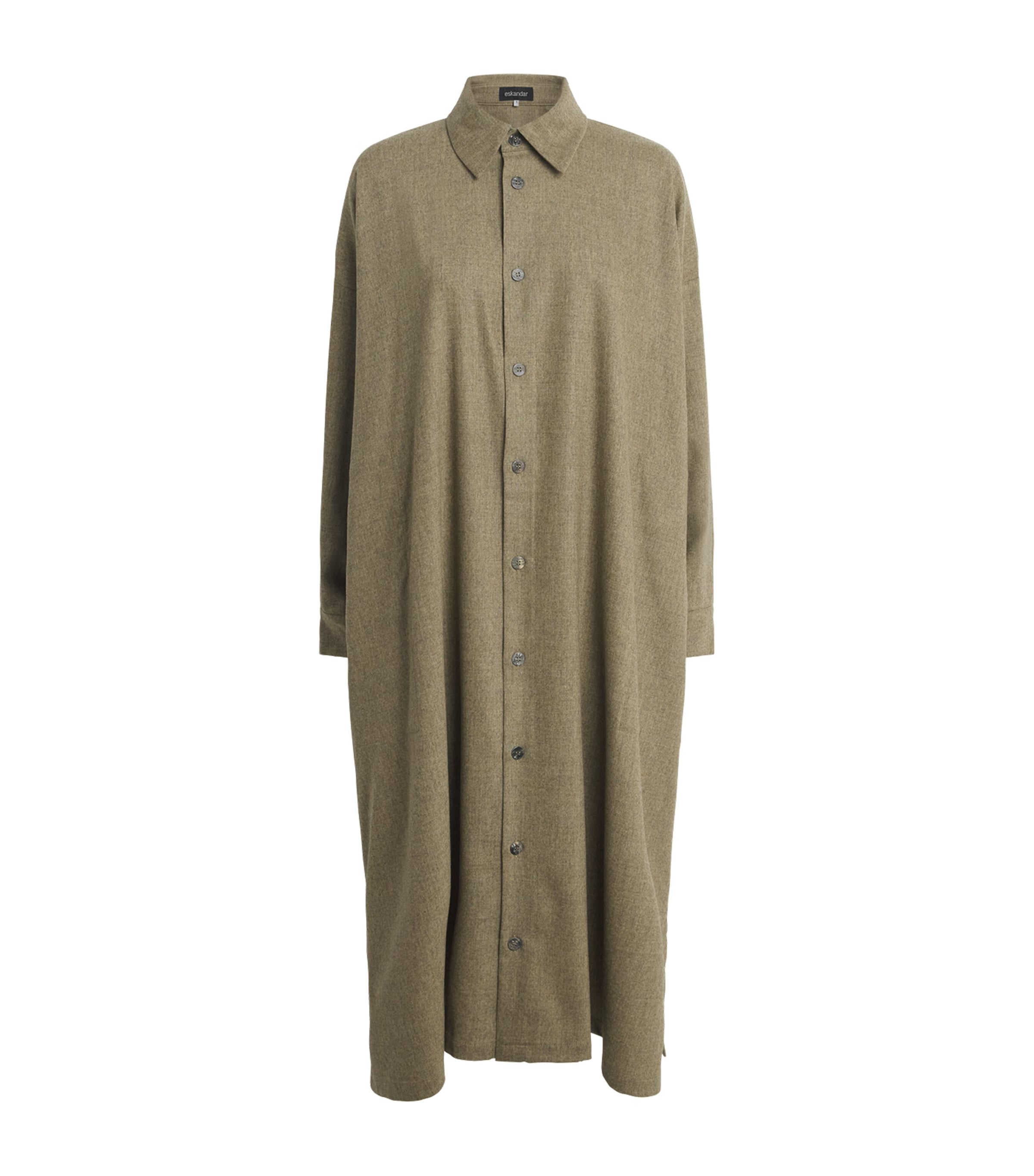 Eskandar Womens Wool-Blend Midi Shirt Dress Grnsnd