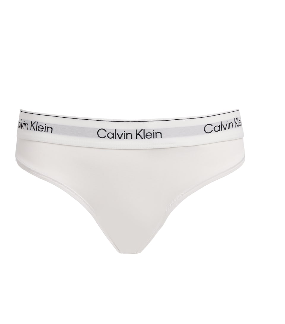 Calvin Klein Womens Cotton-Blend Icon Thong White