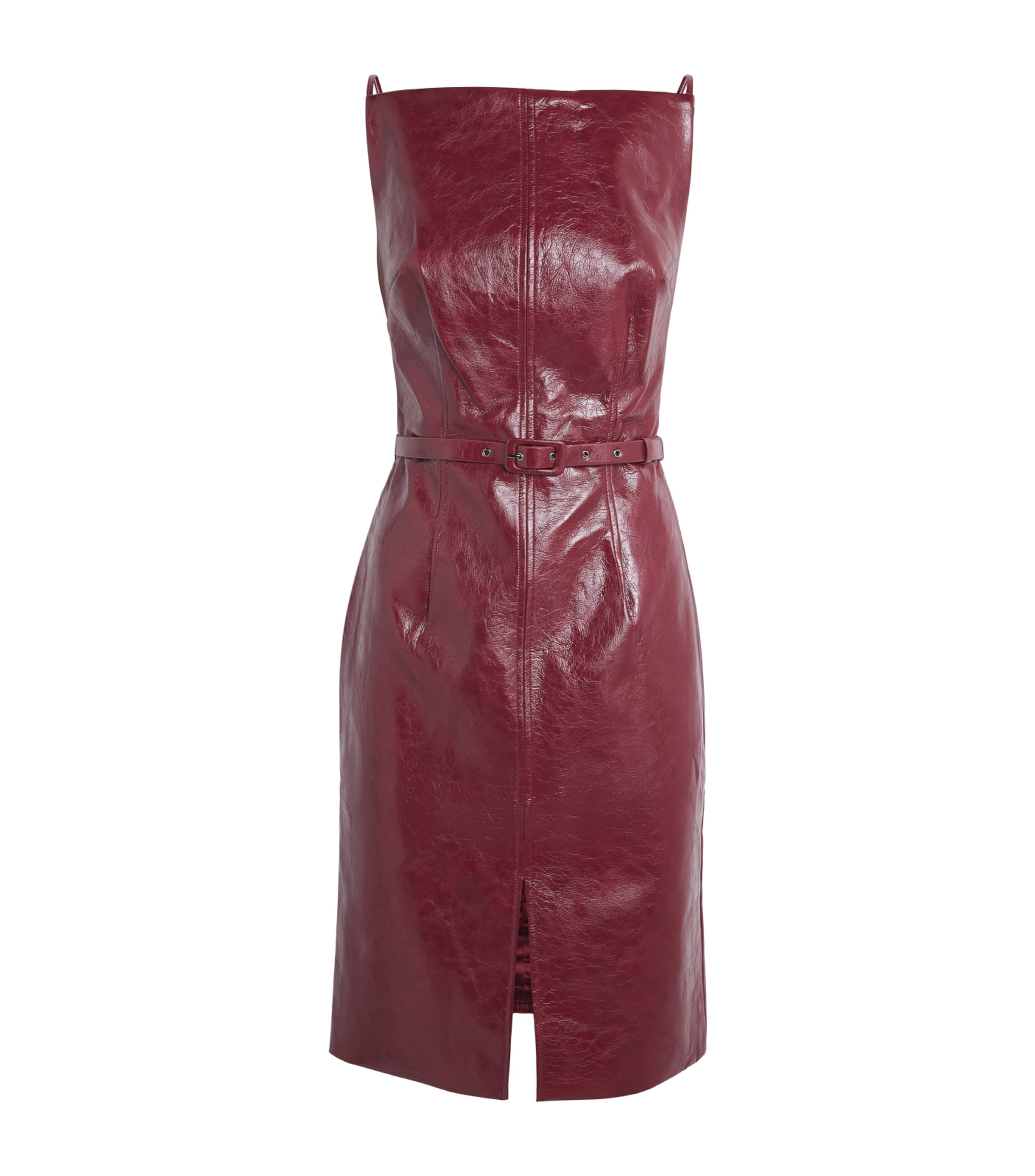 Toccin Womens Vegan Leather Zivana Midi Dress Oxblood