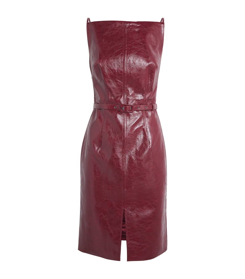 Toccin Womens Vegan Leather Zivana Midi Dress Oxblood